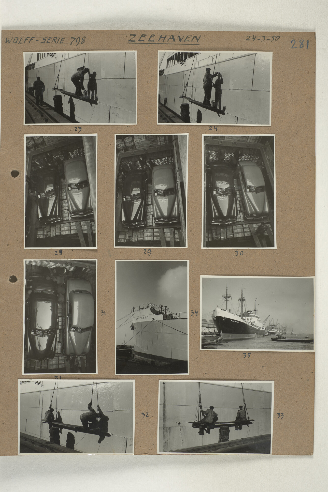 1998.2181; Omslag met een grote hoeveelheid proef foto's gemaakt in opdracht van de Gemeente Handelsinrichtingen en de Vereniging "de Amsterdamsche Haven" te Amsterdam.; omslag