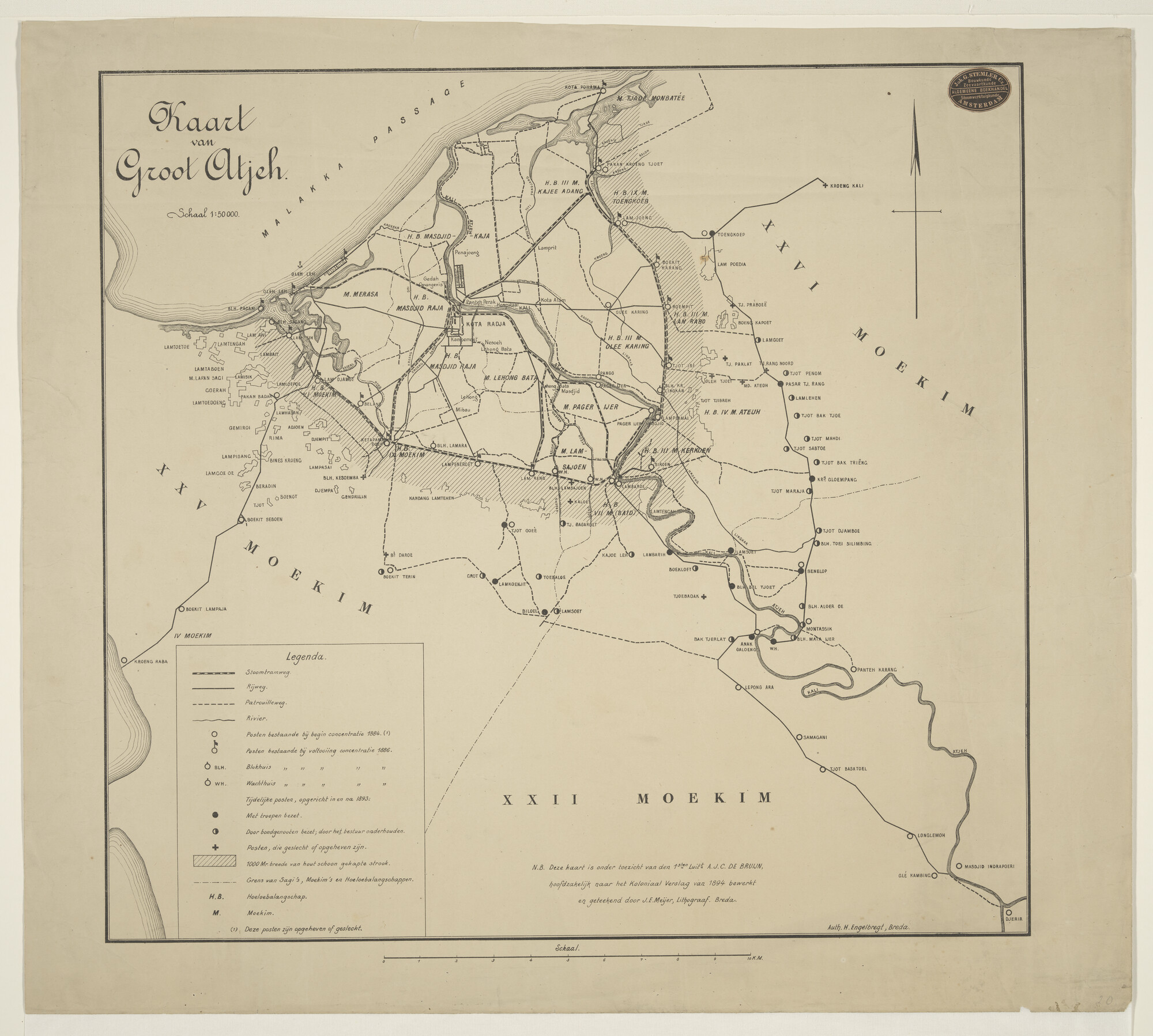 S.0521(150)05; Kaart van Groot-Atjeh met legenda; prent
