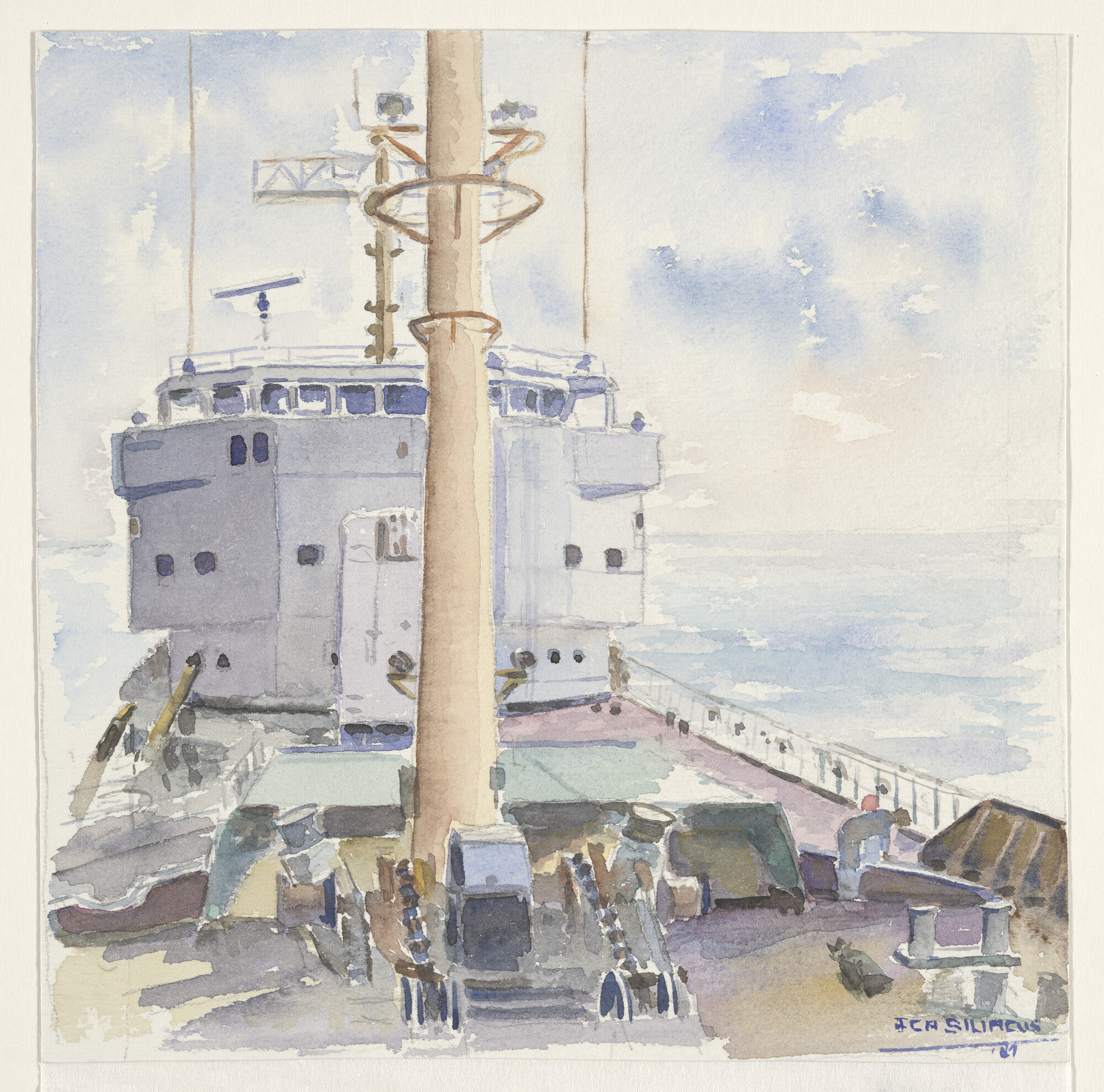 A.5346(01); Het dek van Hr.Ms. 'Tydeman' (A 906), omstreeks 1981; tekening