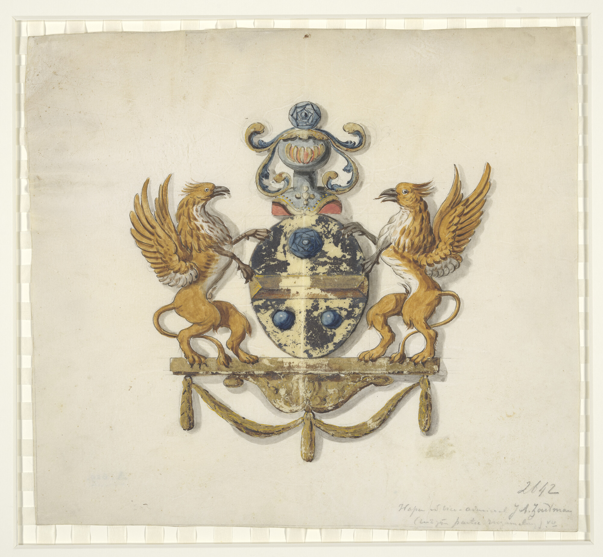 A.0629; Het wapen van Vice-Admiraal J.A. Zoutman; tekening