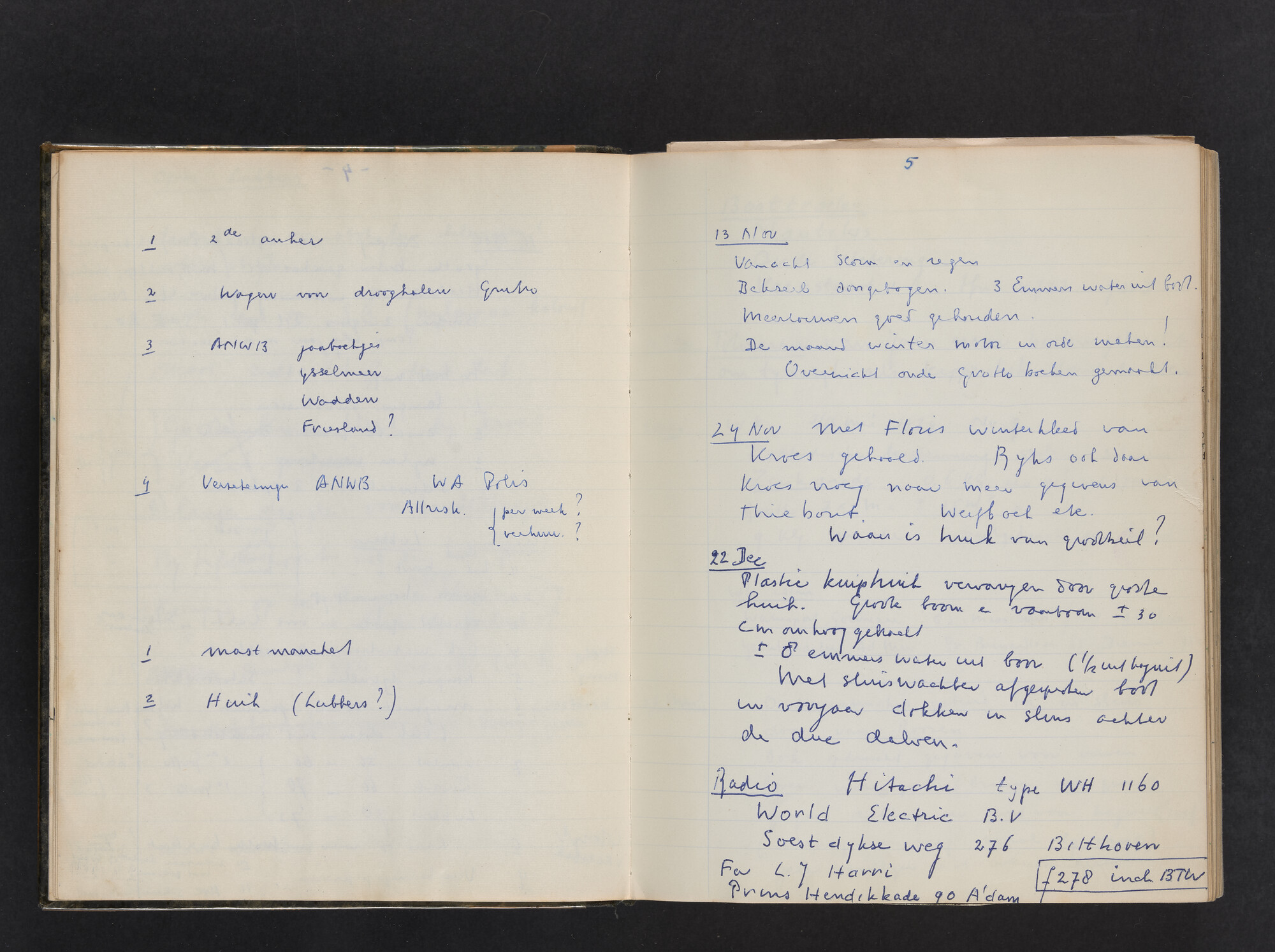 2017.0802; Logboek c.q. fotoalbum van reizen met zeeschouw Grutto (II) in Nederland, Duitsland en Denemarken, 1973-1974; logboek