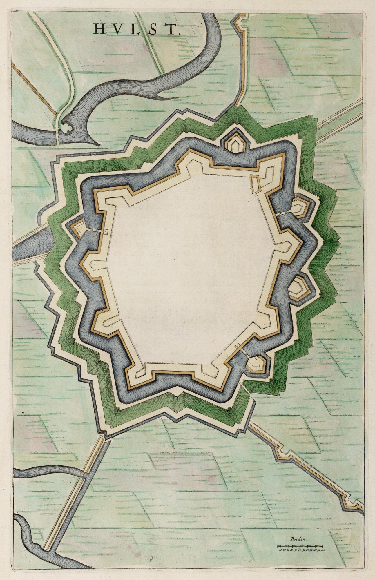 S.1034(15) [kaart 111]; Plattegrond van de versterkingen van Hulst; landkaart
