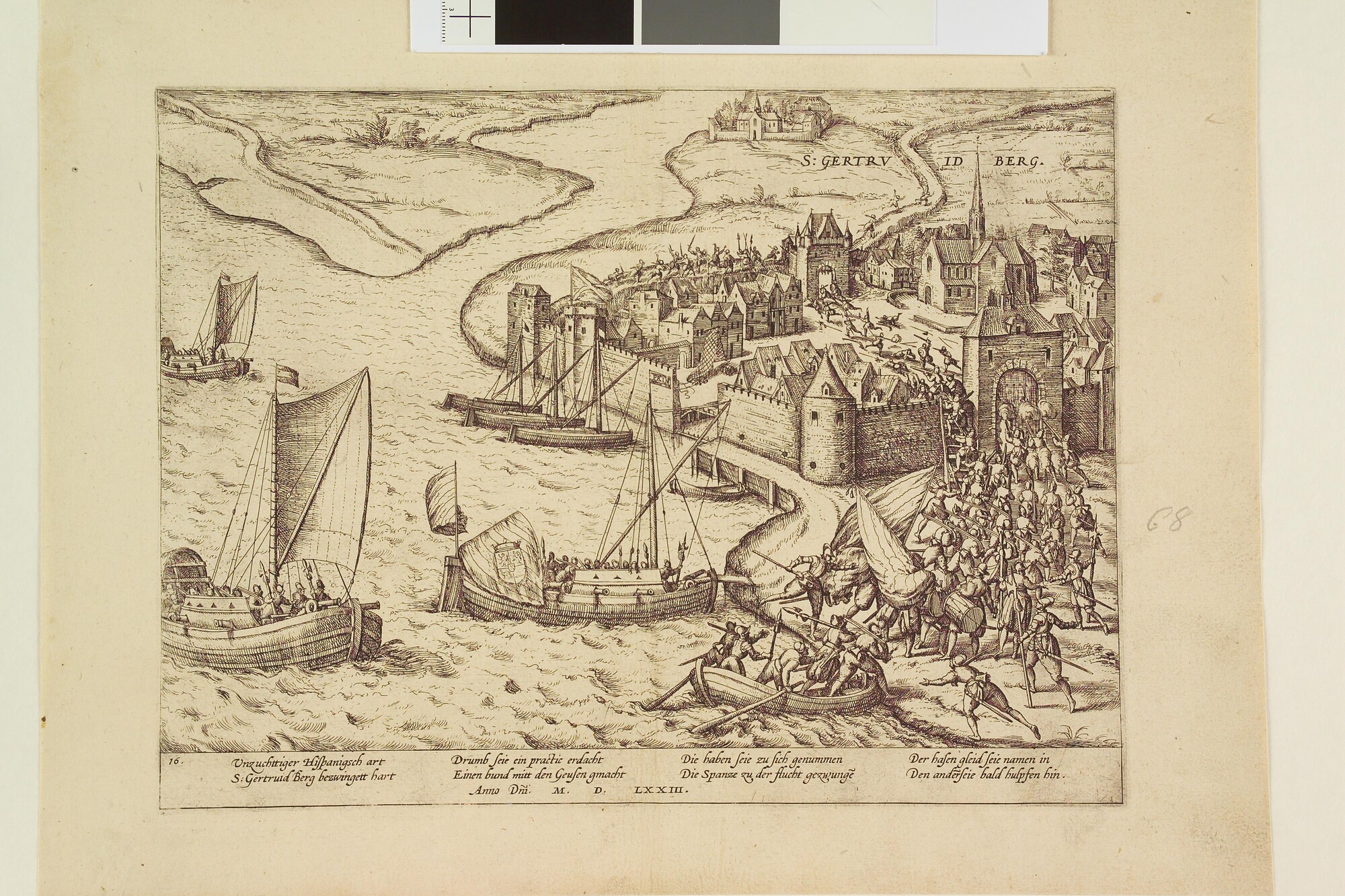 A.0145(027)131; Geertruidenberg door de Staatsen ontzet, 28 augustus 1573; prent
