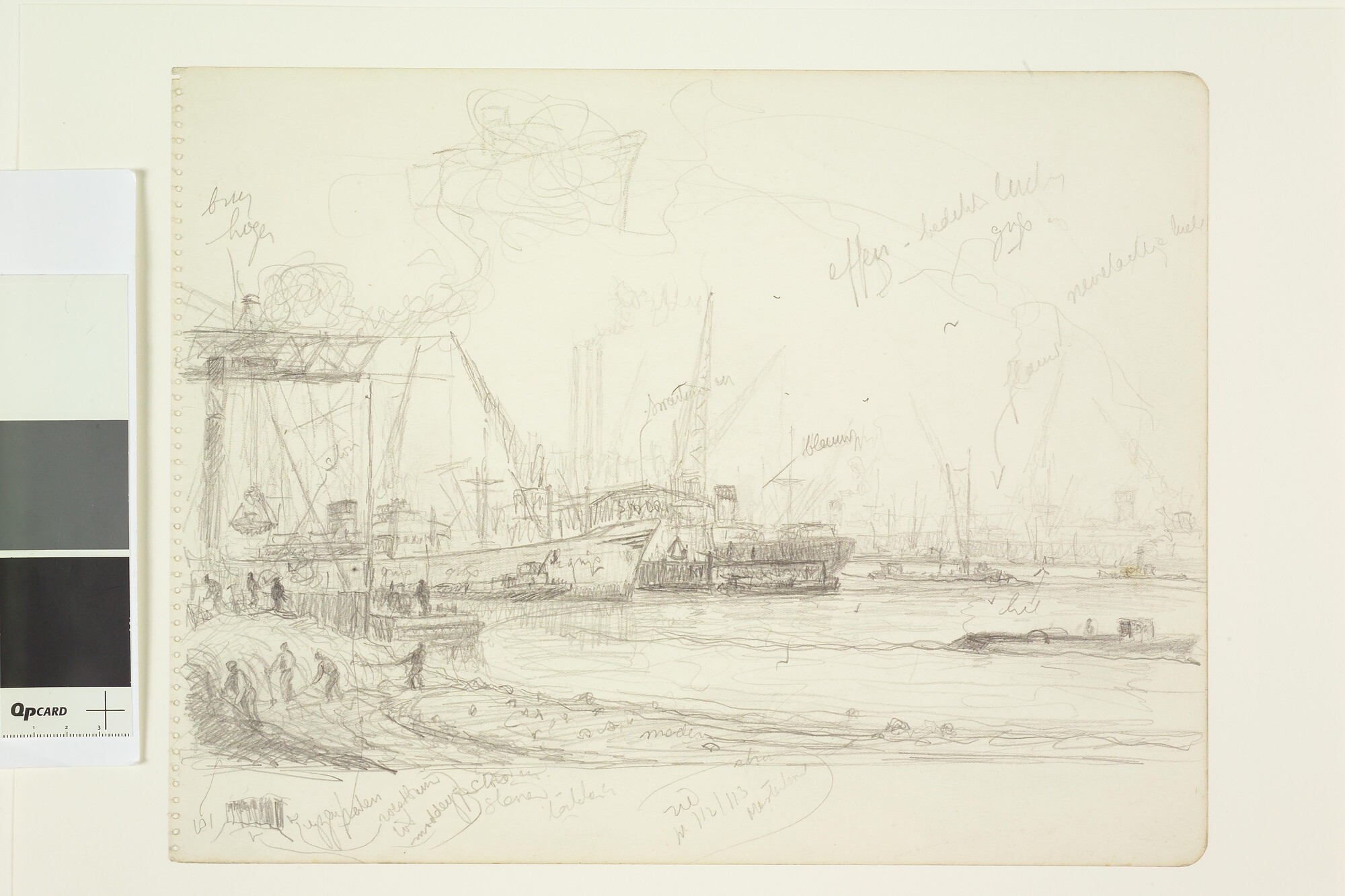 S.4824(09); De Merwehaven te Rotterdam in 1945; tekening