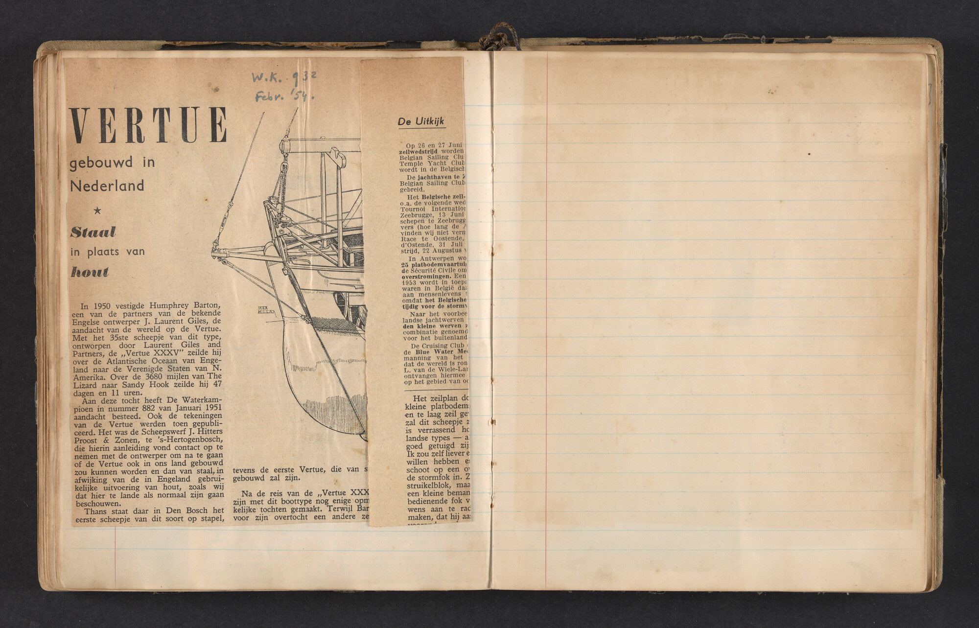 2017.0791; Logboek c.q. fotoalbum van reizen met zeeschouw Grutto in Nederland, 1952-1954; logboek