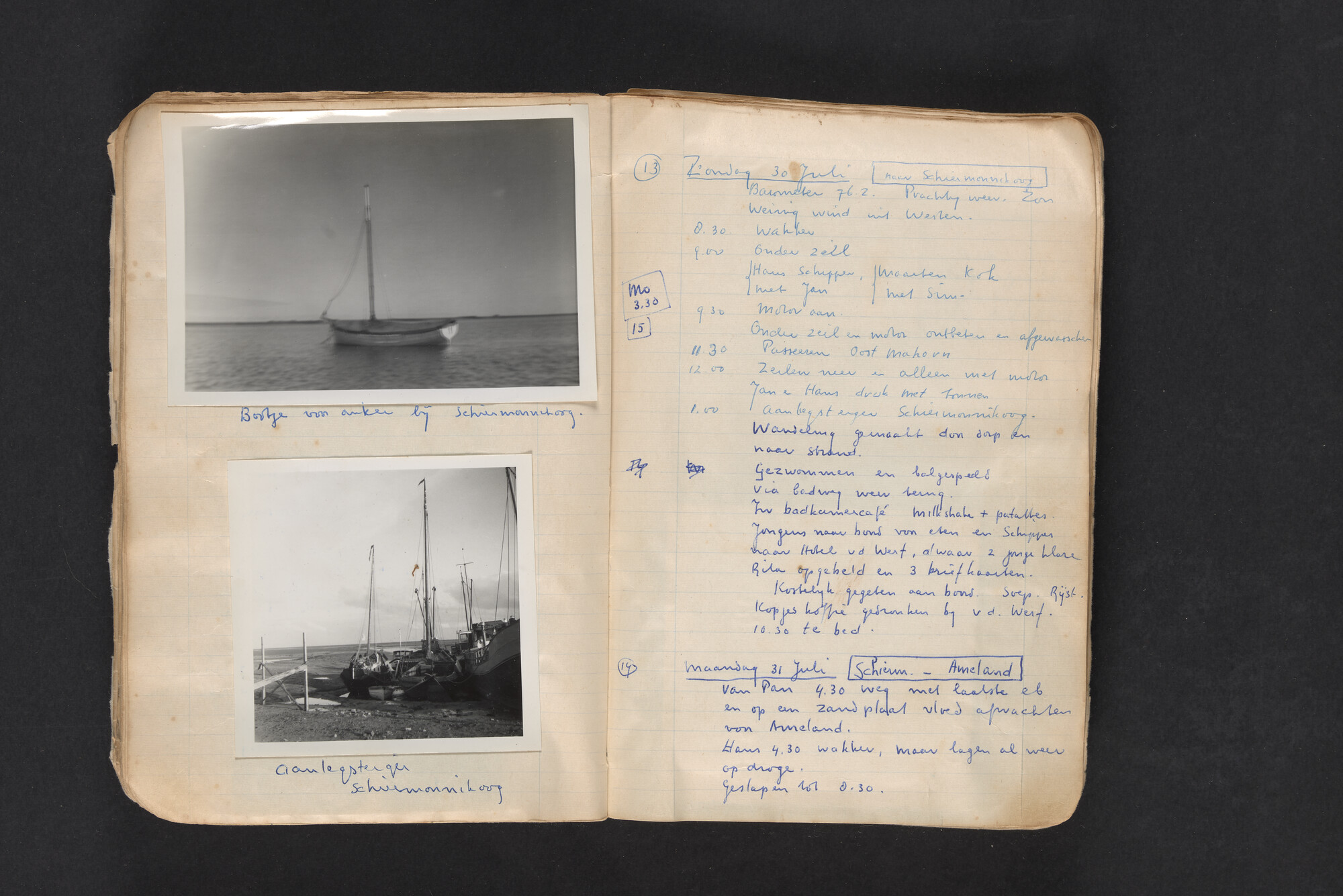 2017.0794; Logboek c.q. fotoalbum van reizen met zeeschouw Grutto in Nederland, 1961-1962; logboek