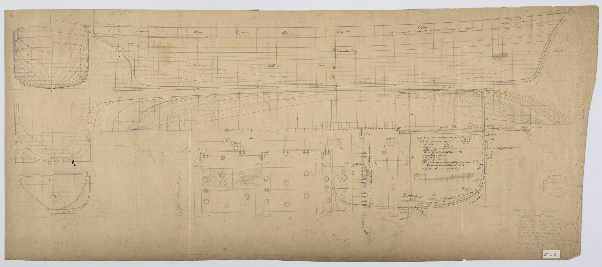 S.0027(038); Lijnenplan van de schroefstoomschepen Ruys, Tegelberg en Camphuys; technische tekening