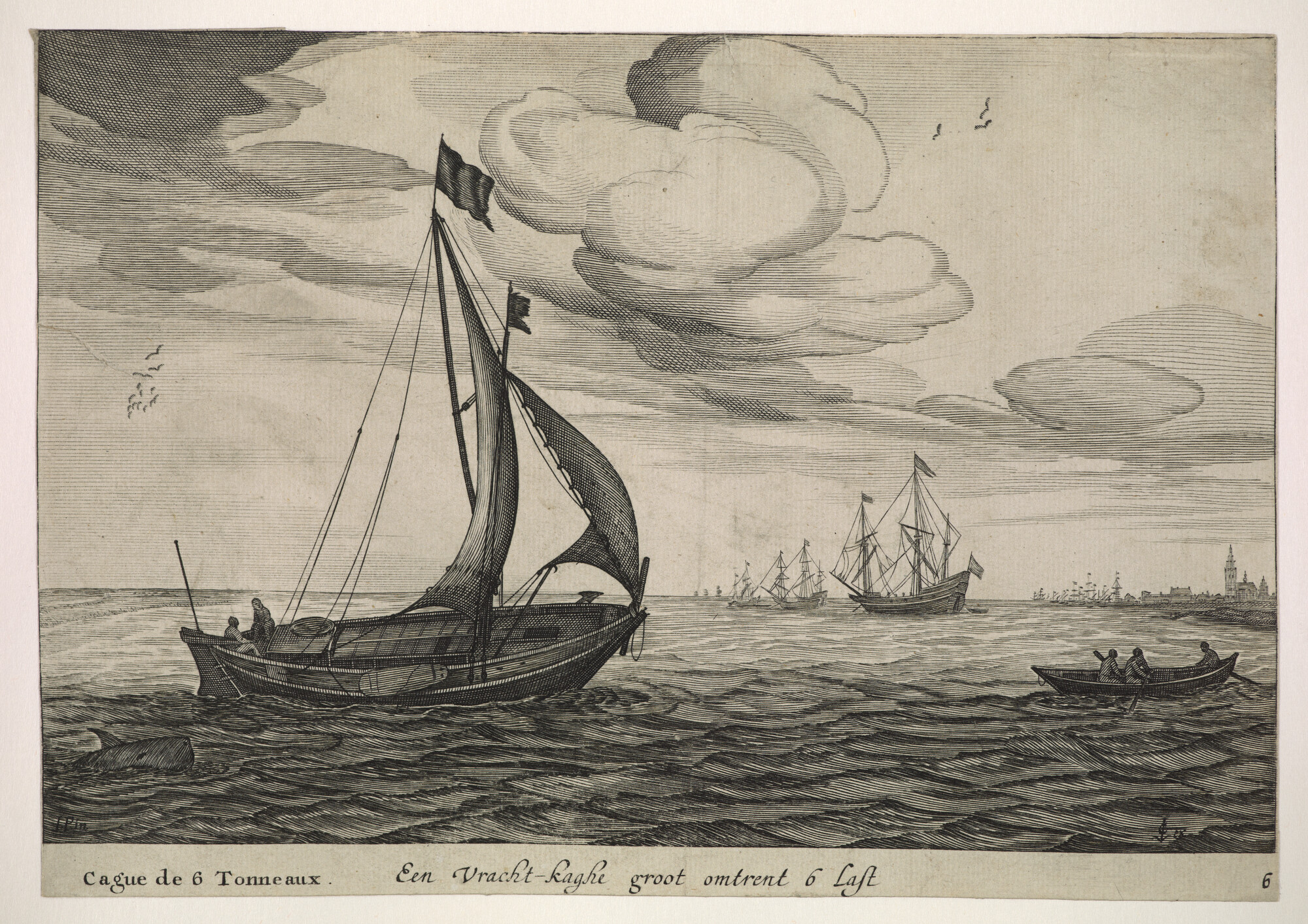 A.0149(0496); Een vrachtkaag uit de serie 'Icones Variarum Navium Hollandicarum'; prent