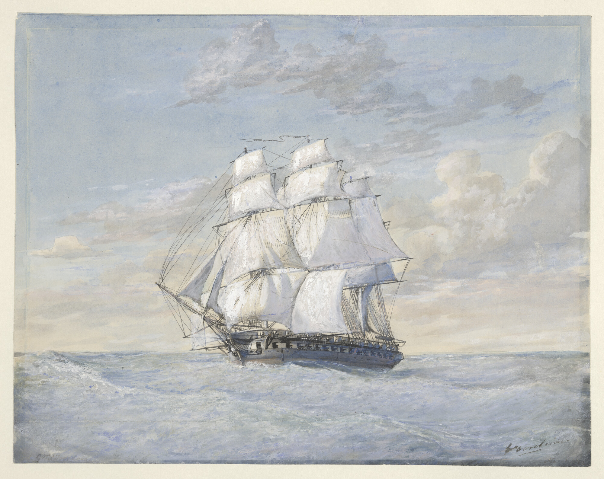 S.0546(12); Het fregat Zr.Ms. 'Prins van Oranje'; tekening