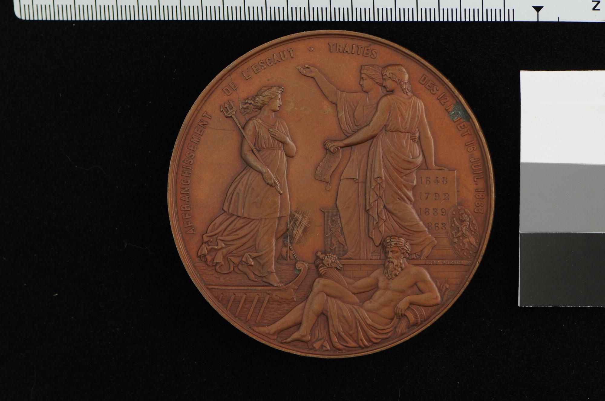 A.0041(16); Penning op het Schelde-verdrag tussen Nederland en België, 1863; penning