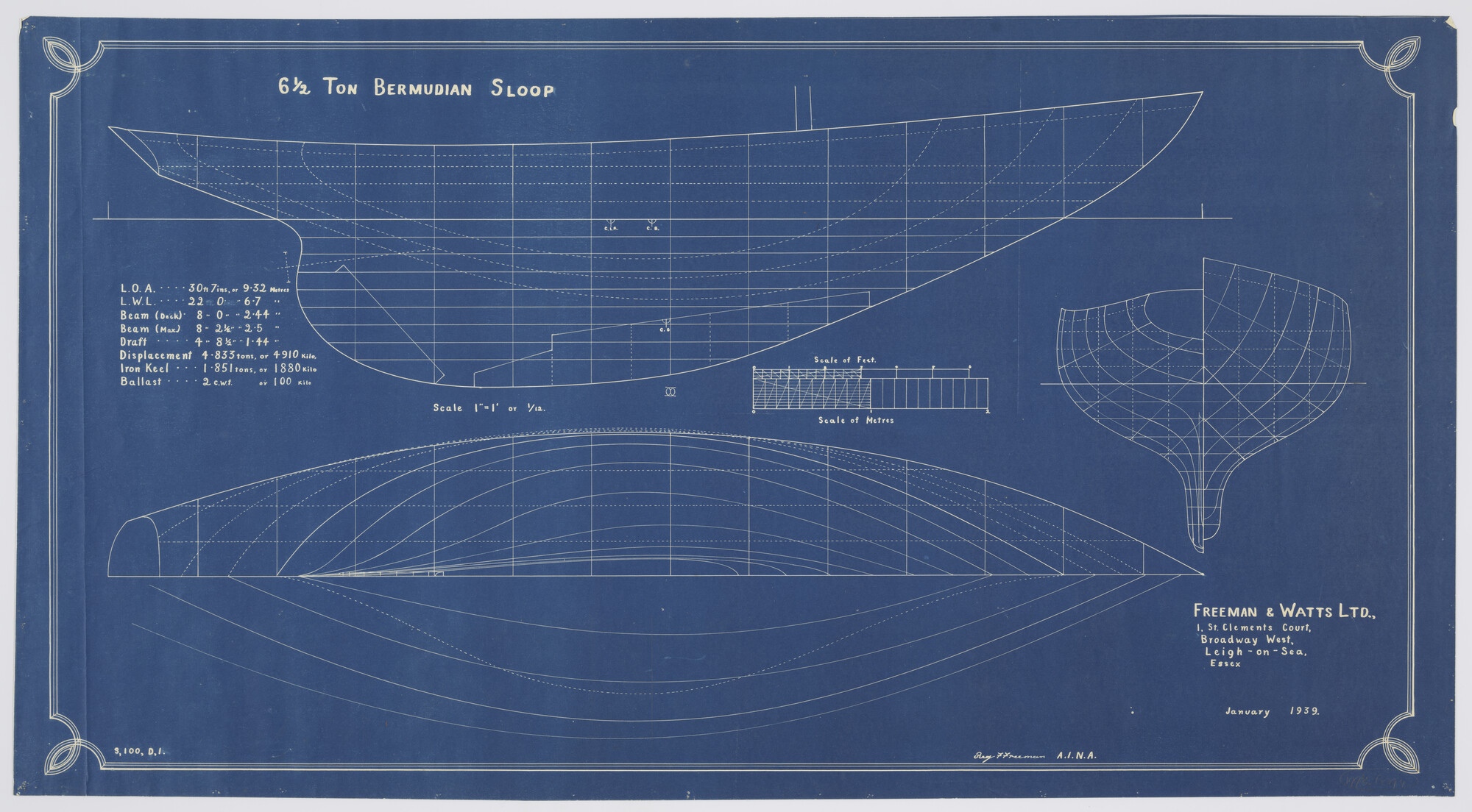 1993.6094; Lijnenplan Bermudasloep; technische tekening
