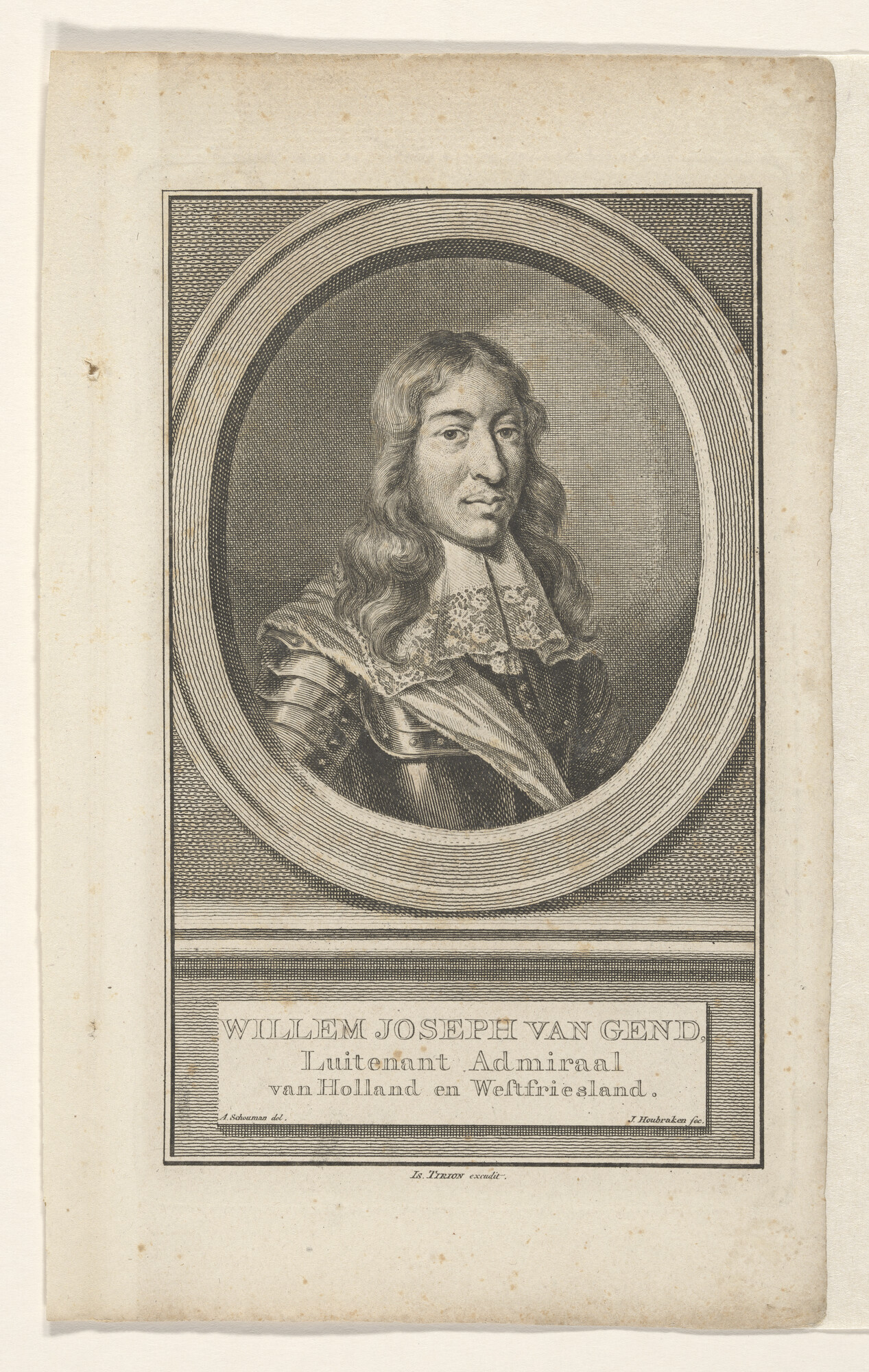 A.1361(19)3 c; Portret van Willem Joseph van Gend, Luitenant-Admiraal van Holland en Westfriesland; prent
