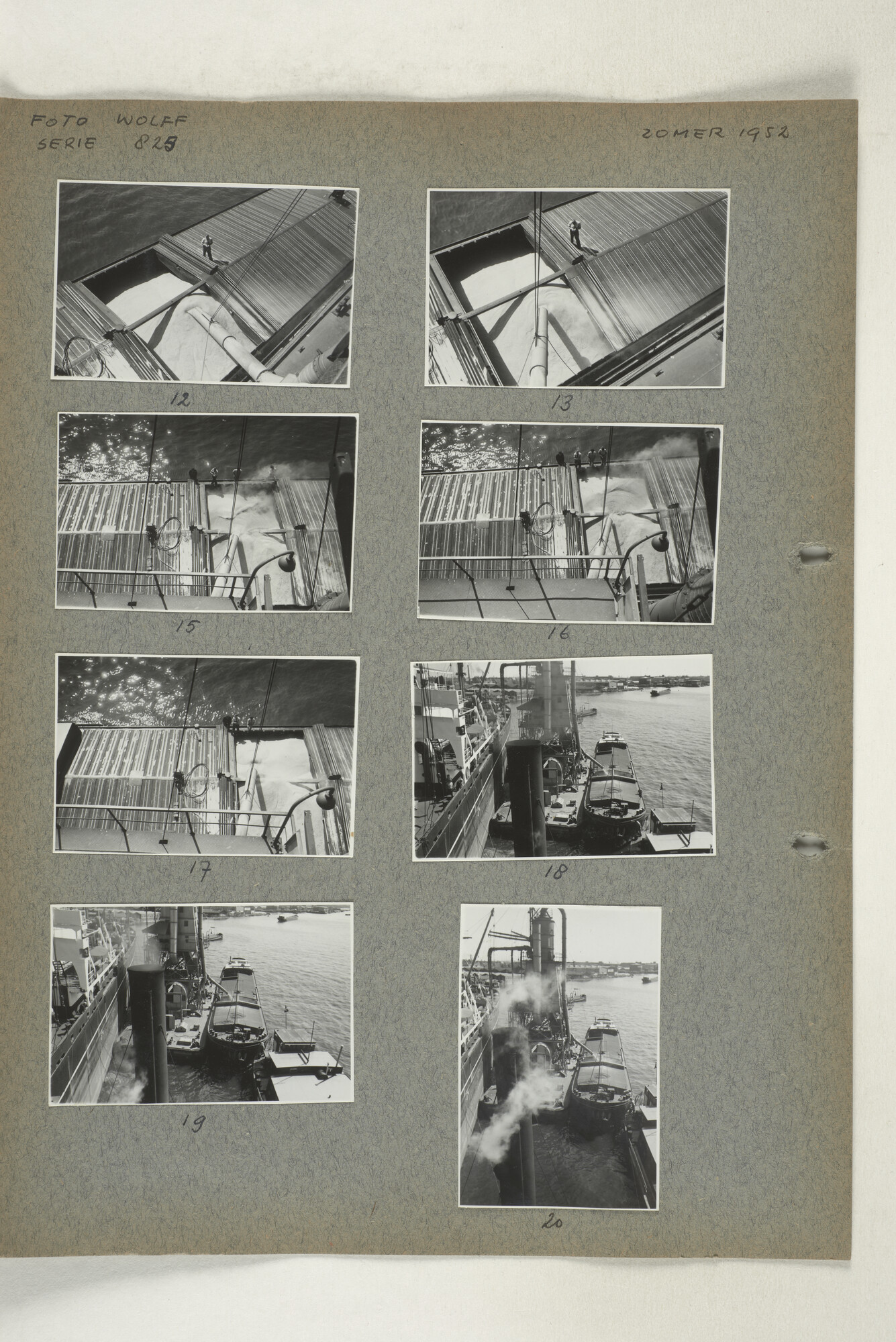 1998.2182; Omslag (voorheen ordner) met een grote hoeveelheid proef foto's van de haven en de stad van Amsterdam; omslag
