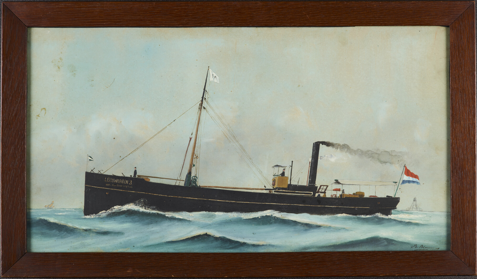 S.4024; Het stoomschip 'Leeuwarden III' van de rederij Saint Martin & Co te Rotterdam; tekening