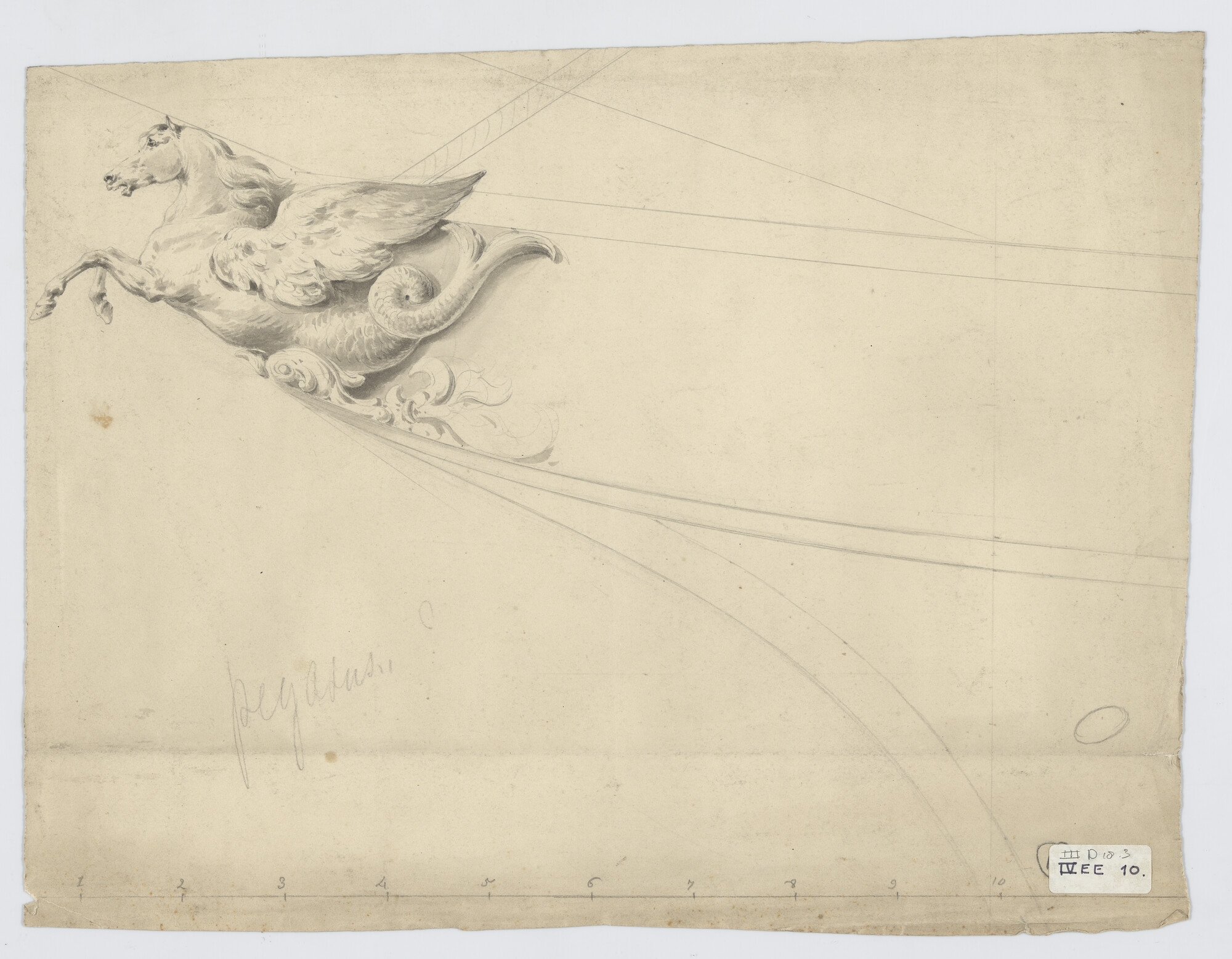 2016.0109; Schegbeeld van de bark Pegaus; technische tekening