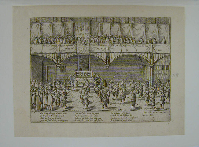 A.0145(027)179; Matthias doet de eed te Brussel, 20 januari 1578; prent