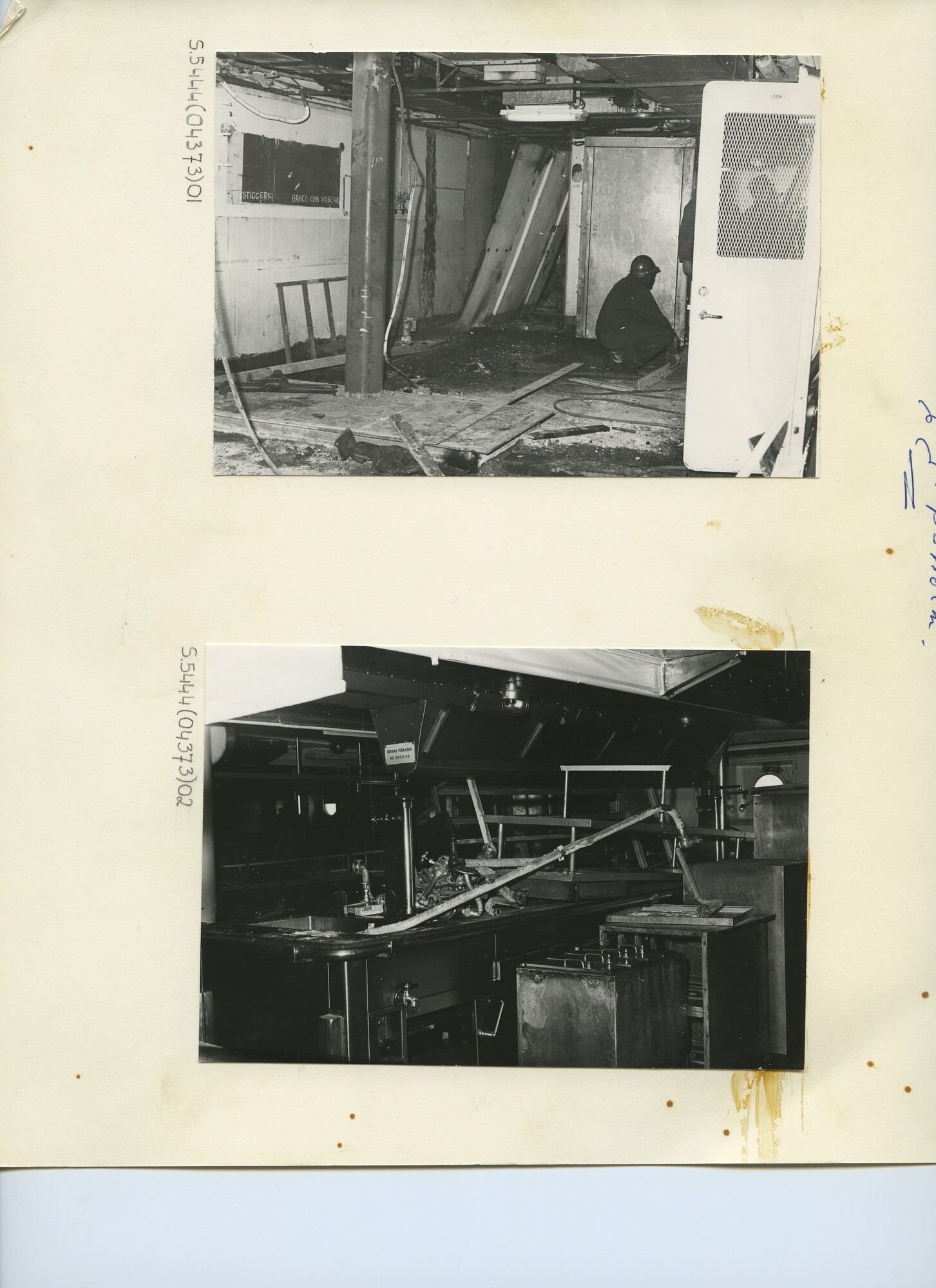 S.5444(4373)001; Foto van de verbouwing van het Zweedse passagiersschip ms. Gripsholm ; foto
