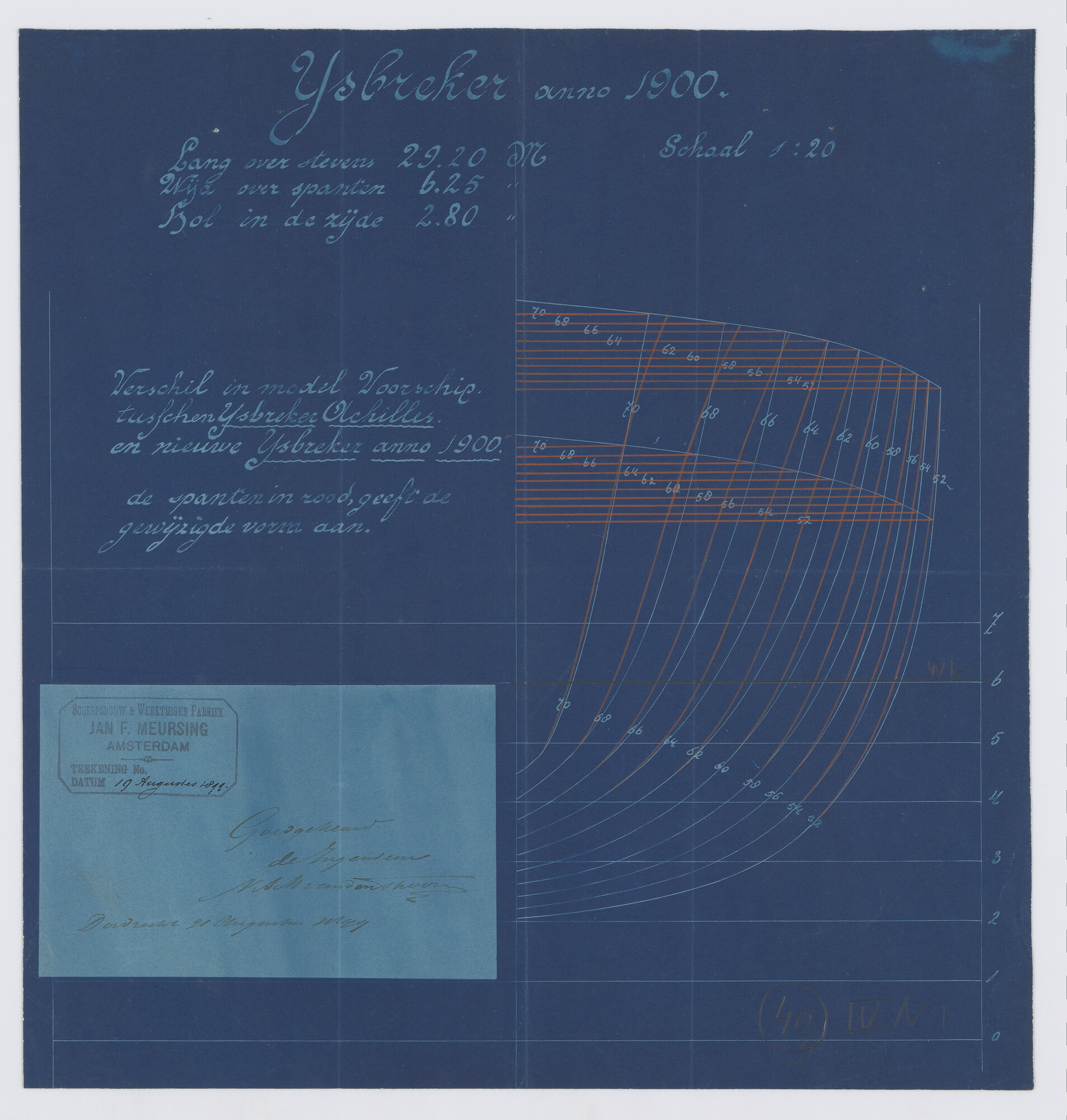 S.1156(05)0133; Spantenraam en waterlijnen van de ijsbreker 'Christiaan Brunings'; technische tekening
