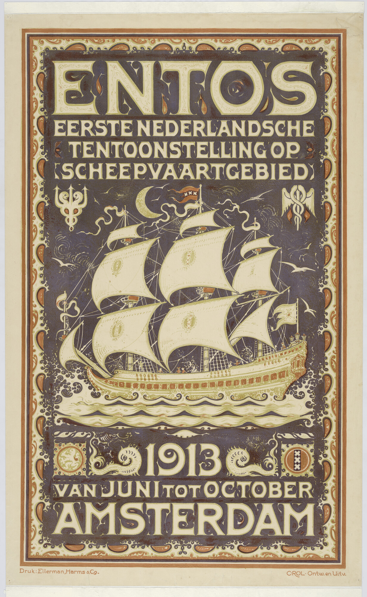 S.6762(17); Affiche voor de ENTOS: Eerste Nederlandsche Tentoonstelling op Scheepvaartgebied; affiche