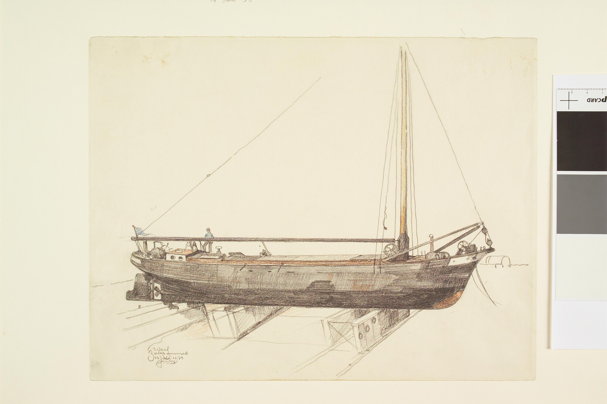 A.2606(01)07; Een klipper op de helling te Zaltbommel; tekening
