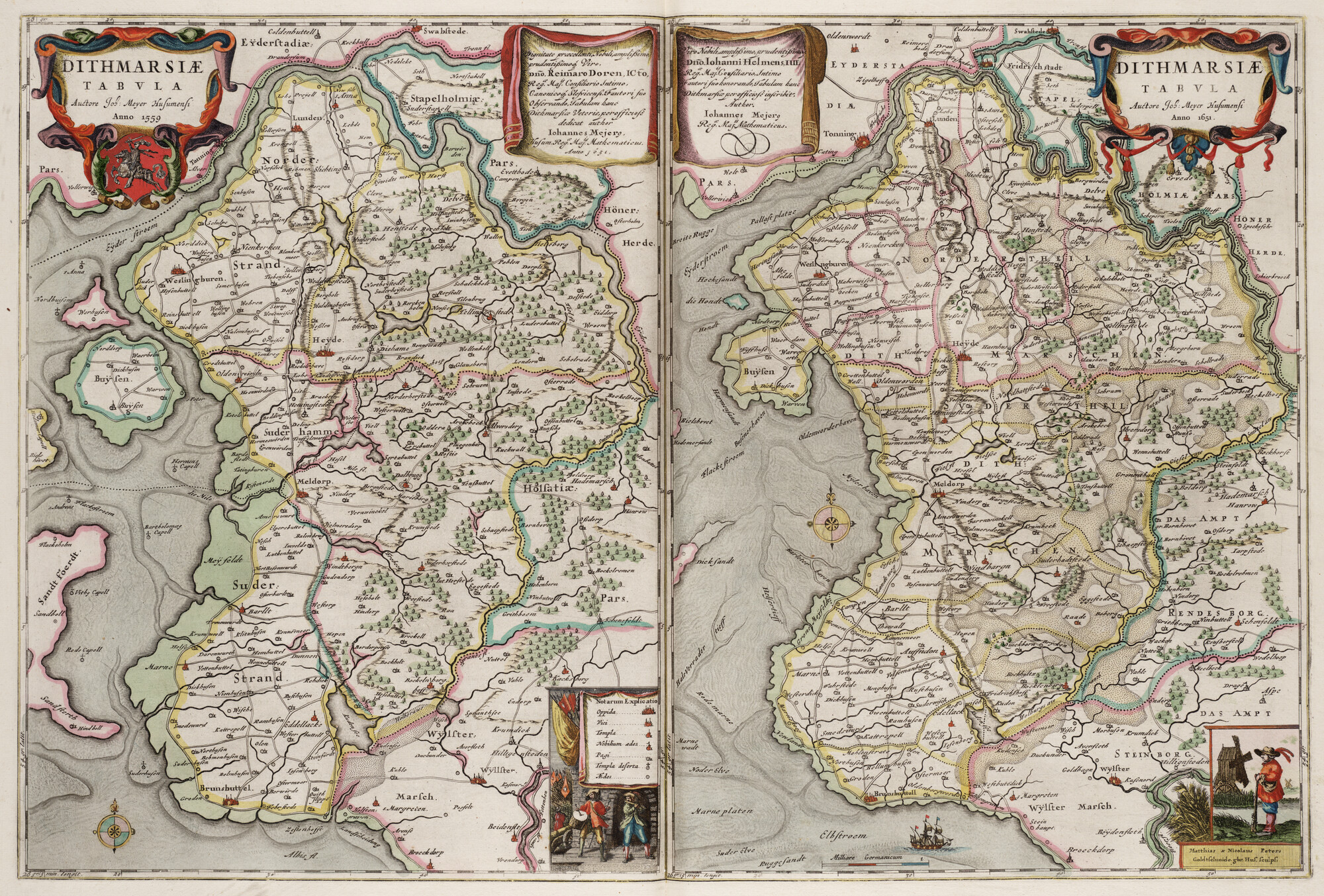 S.1034(02) [kaart 027]; Kaart van Ditmarsen in 1559 en 1651; landkaart