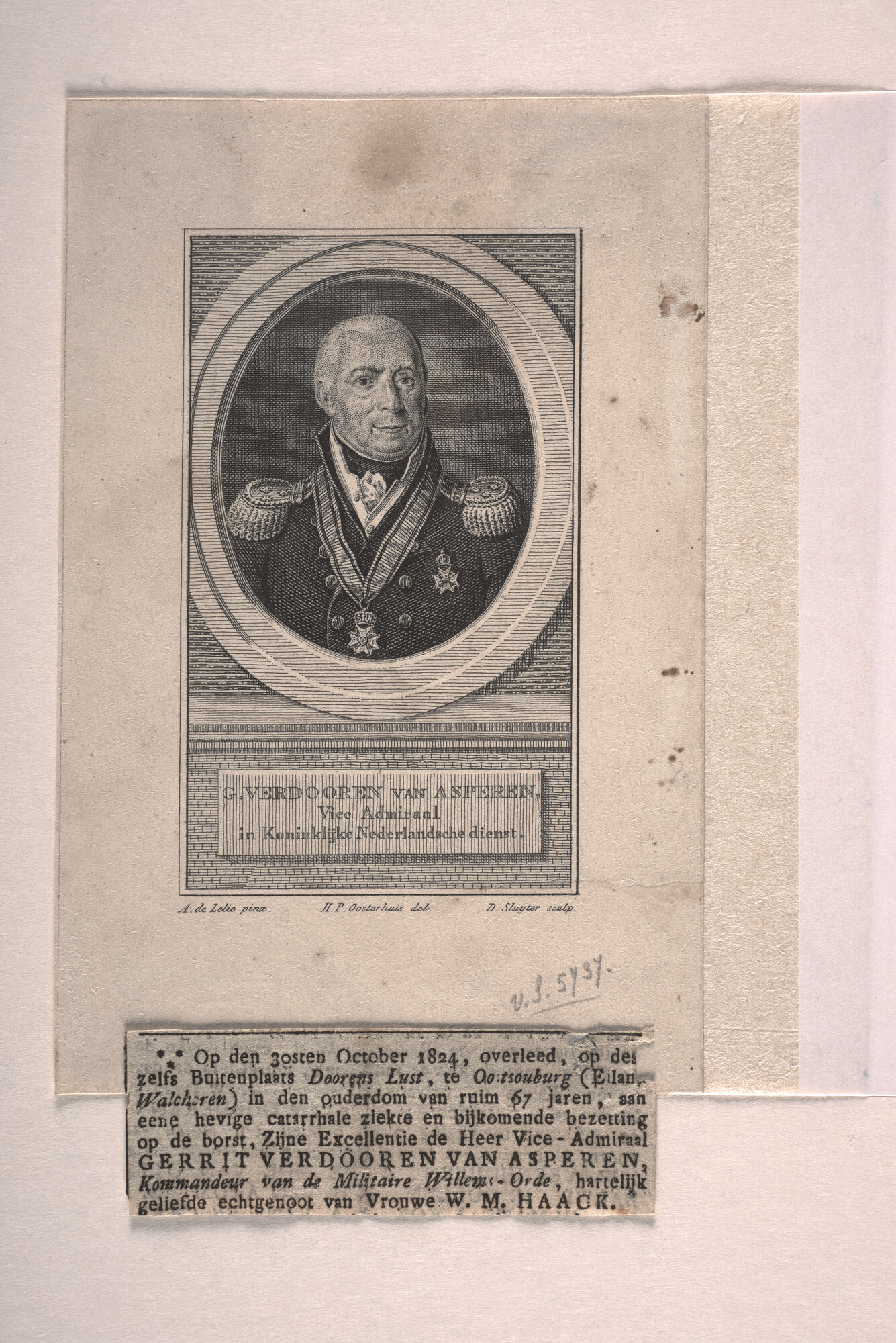 A.0145(179) [nr 0051]; Portret van vice-admiraal G. Verdooren van Asperen; prent