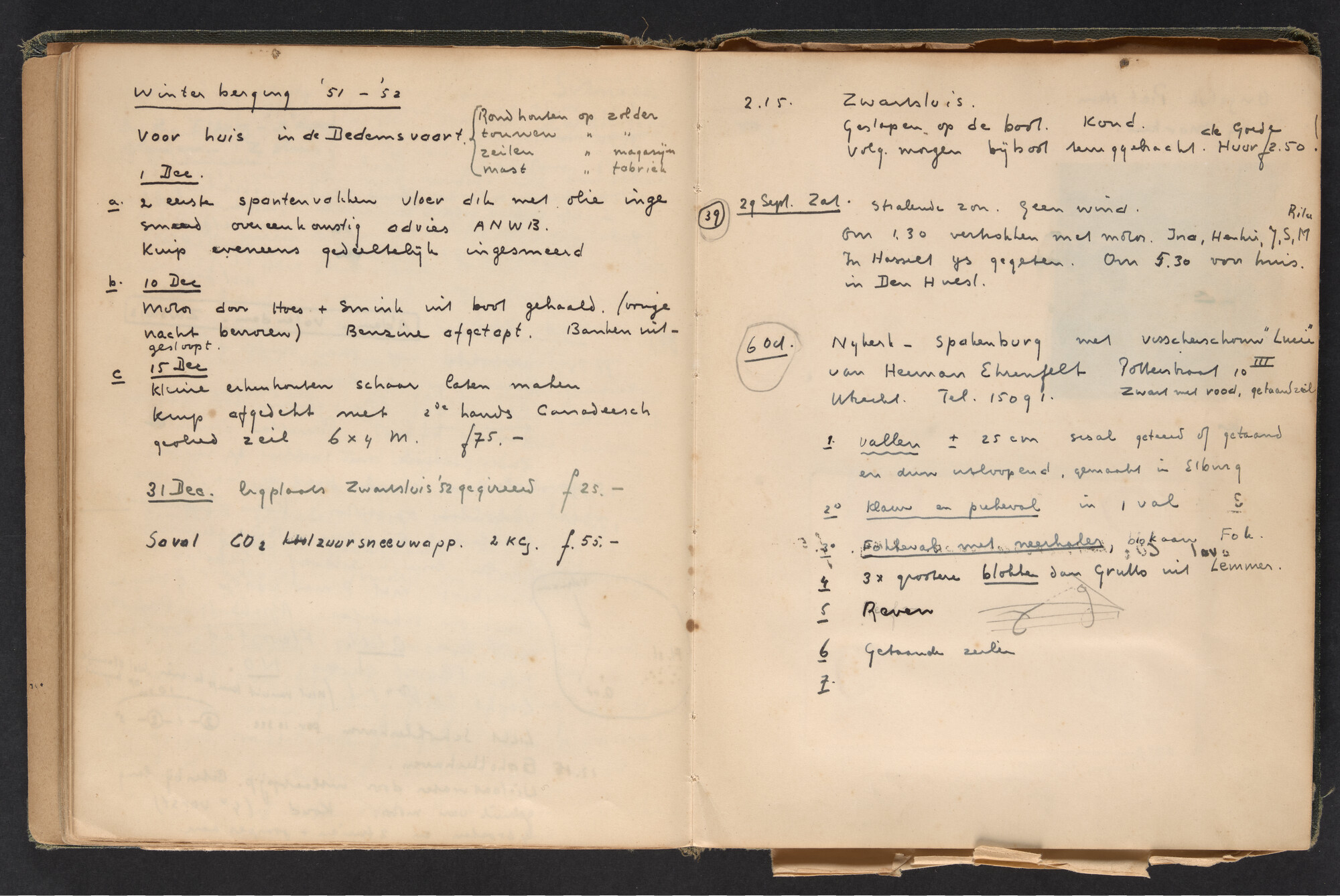 2017.0790; Logboek c.q. fotoalbum van reizen met zeeschouw Grutto in Nederland, 1949-1951; logboek