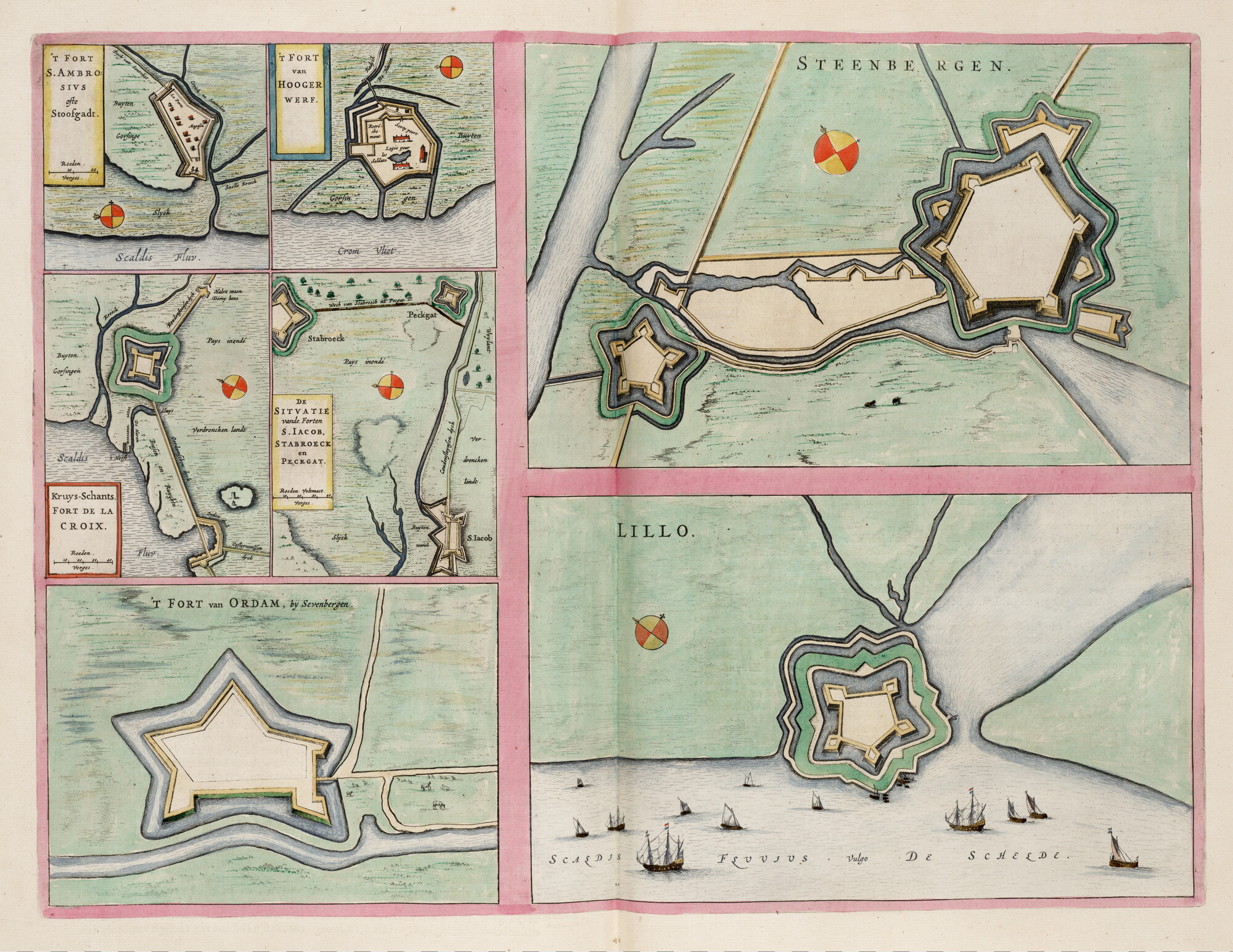 S.1034(15) [kaart 096]; Plattegronden van de versterkingen bij Steenbergen en Lillo; landkaart