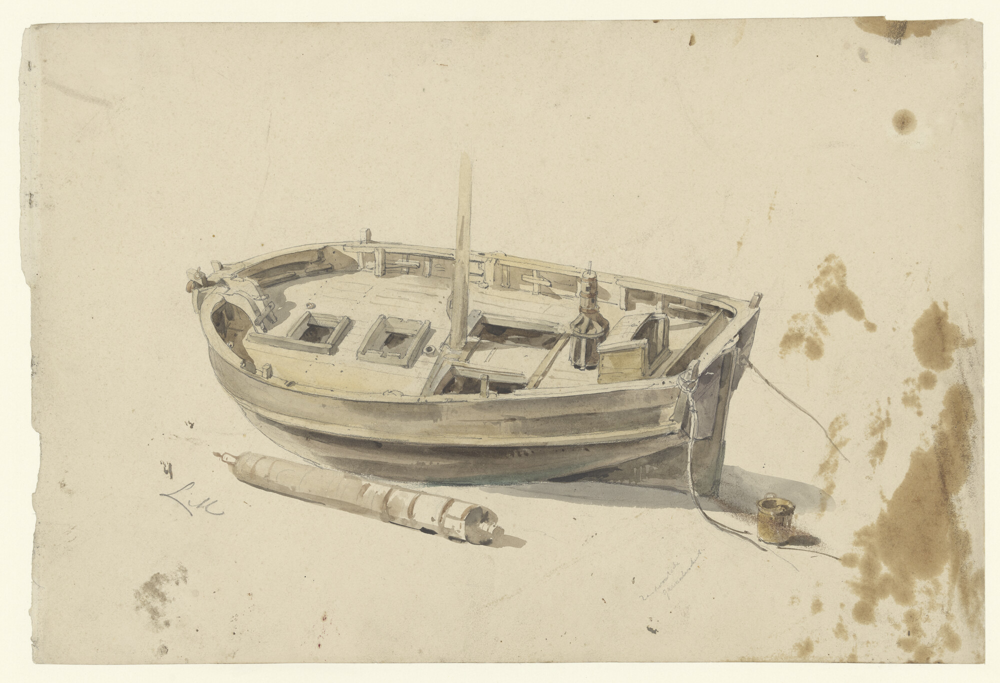 S.0634(01) [nr 0005]; Een Zandvoortse garnalenschuit; tekening