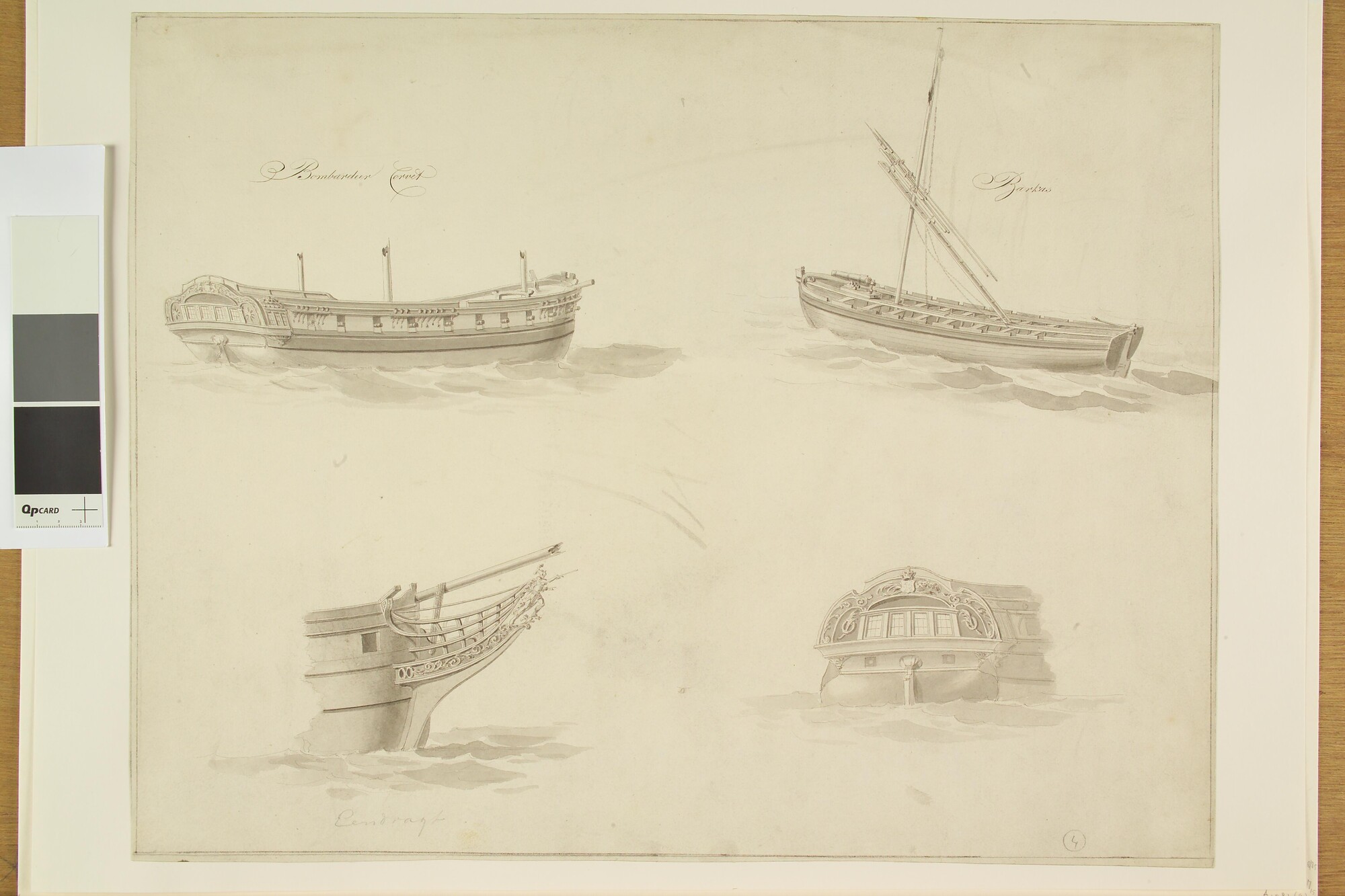 A.1081(a) [nr 0004]; Vier schepen van de Koninklijke Marine; tekening