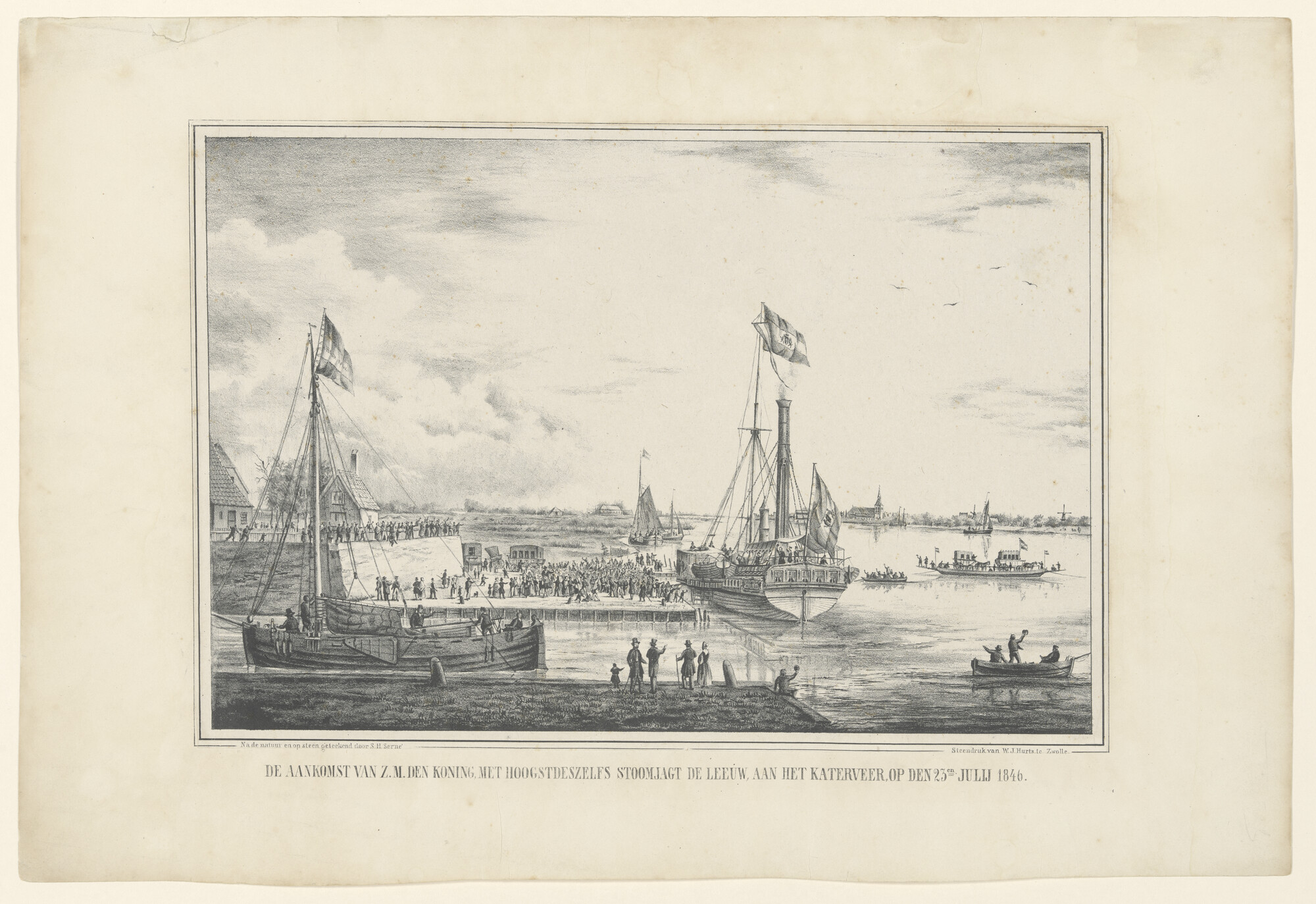A.1591; Het koninklijk jacht Zr.Ms. 'Leeuw' , 1846; prent