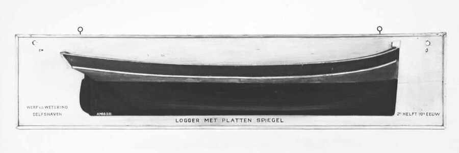A.1456(29); Halfmodel van een logger; scheepsmodel