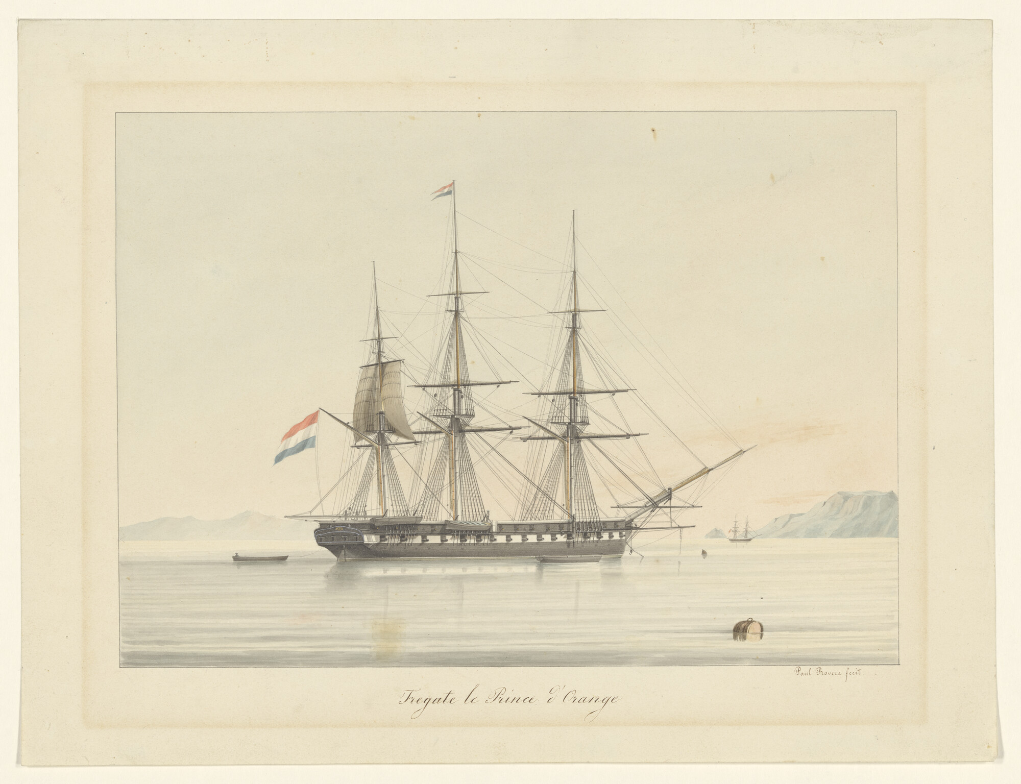A.0892; Het fregat Zr.Ms. 'Prins van Oranje'; tekening