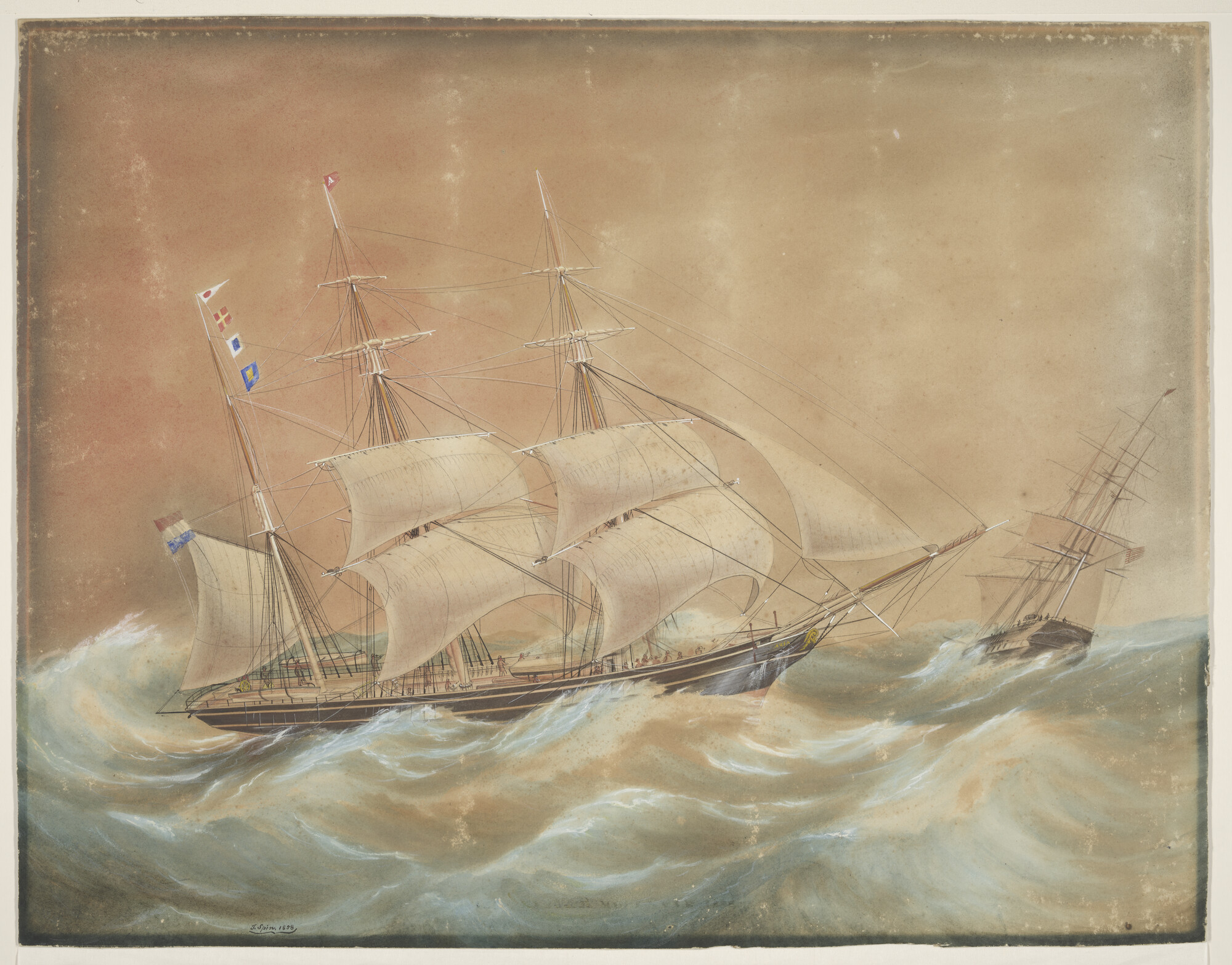 A.2583(01); Het barkschip Azia; tekening