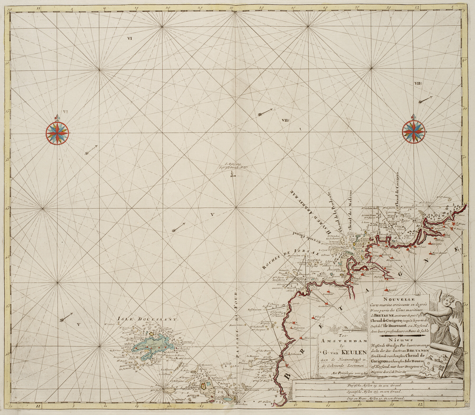 B.0032(109)2 [kaart 055]; Zeekaart van een deel van Franse westkust met de noordkust van Bretagne; zeekaart