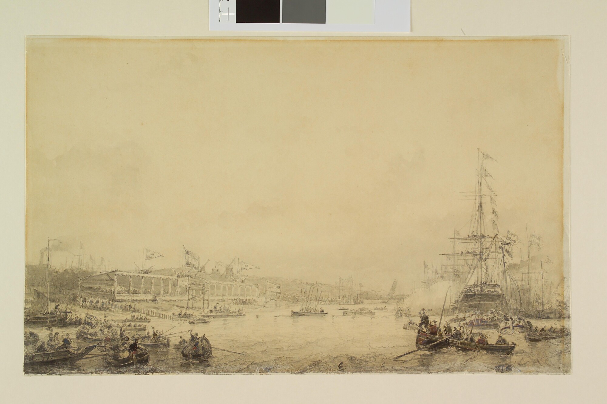 A.3691; De eerste wedstrijddag van de Koninklijke Nederlandsche Yachtclub te Rotterdam, 1846; tekening