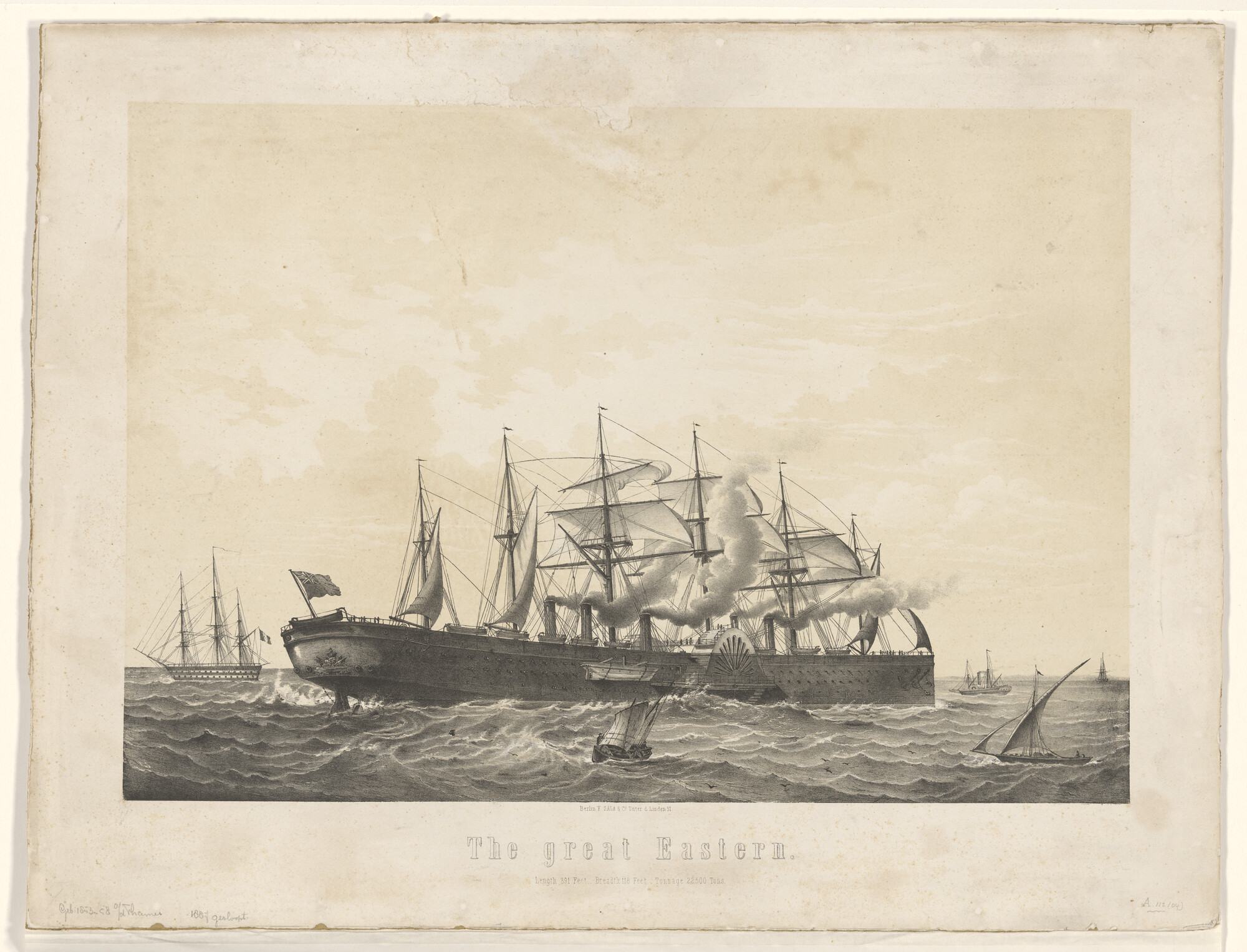 A.0112(04); Het Britse raderstoomschip 'The Great Eastern'; prent