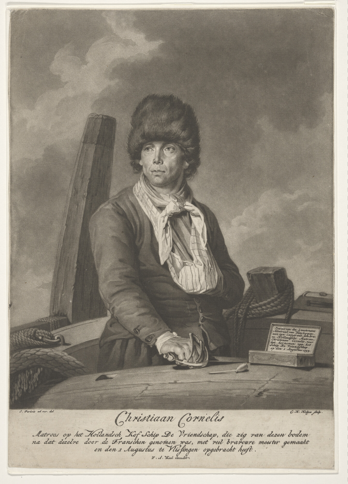 S.3147; Portret van de matroos Christiaan Cornelis; prent