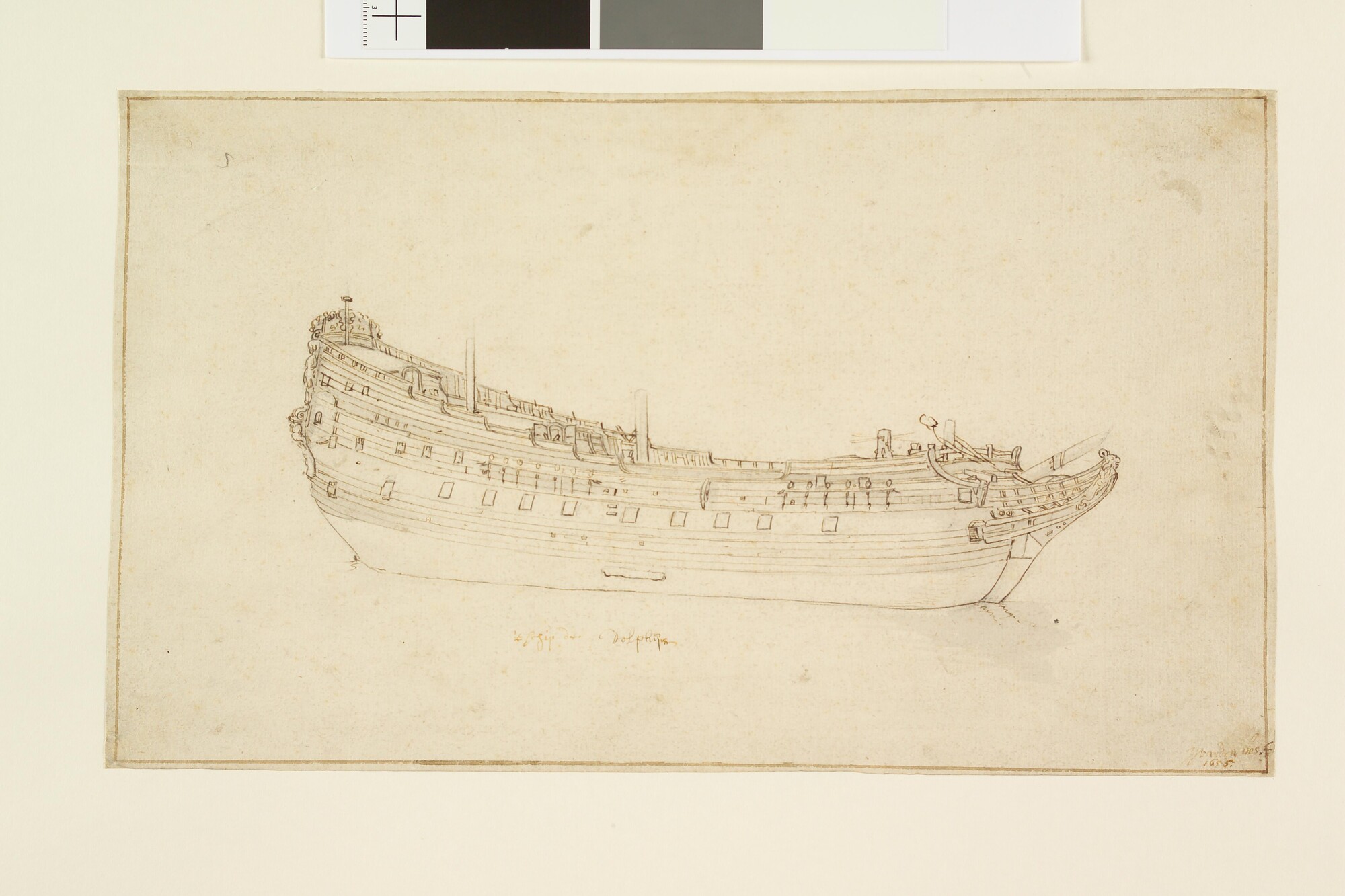 A.0145(182); Romptekening van het oorlogsschip 'Dolphijn'; tekening