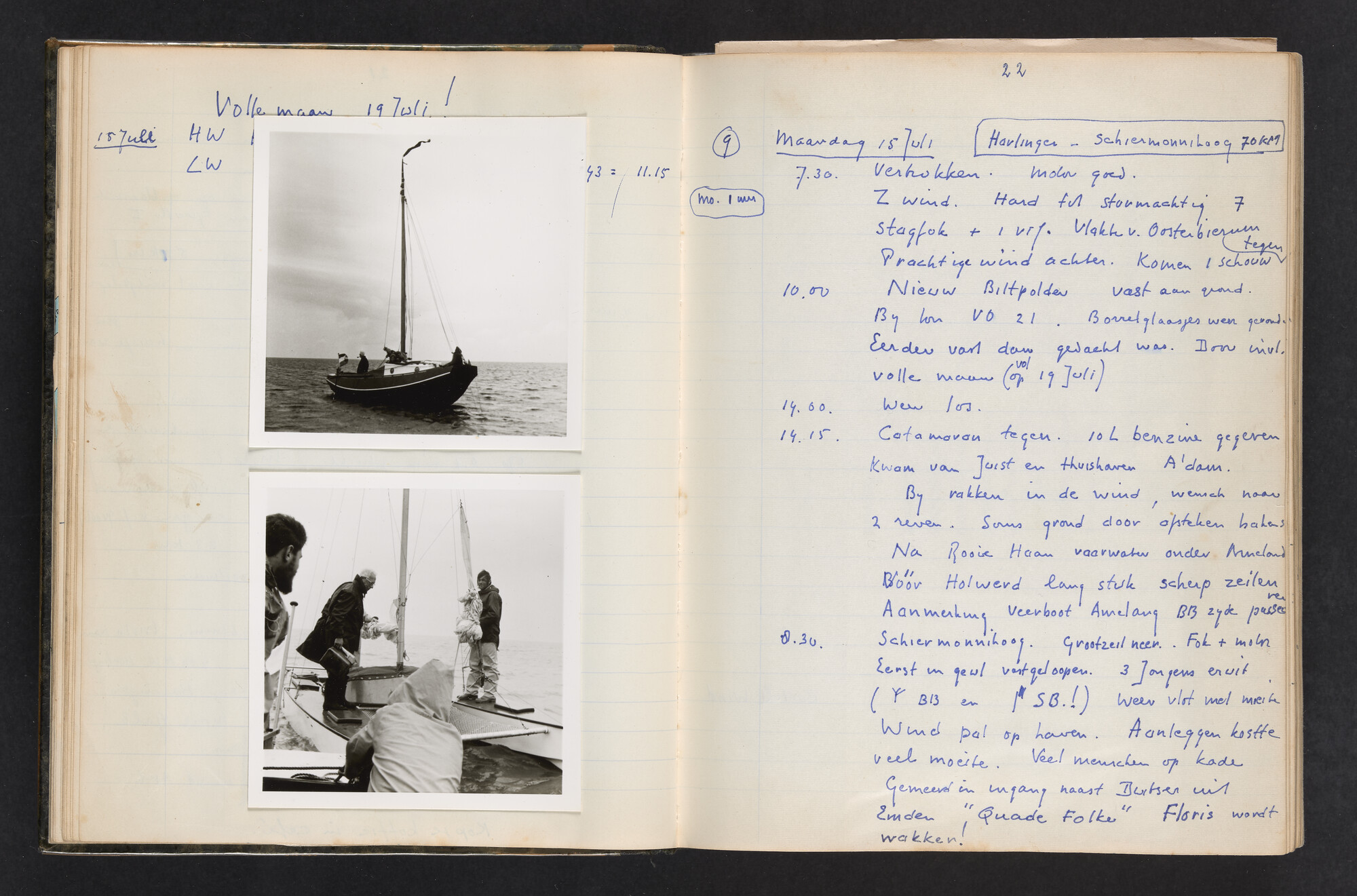 2017.0802; Logboek c.q. fotoalbum van reizen met zeeschouw Grutto (II) in Nederland, Duitsland en Denemarken, 1973-1974; logboek