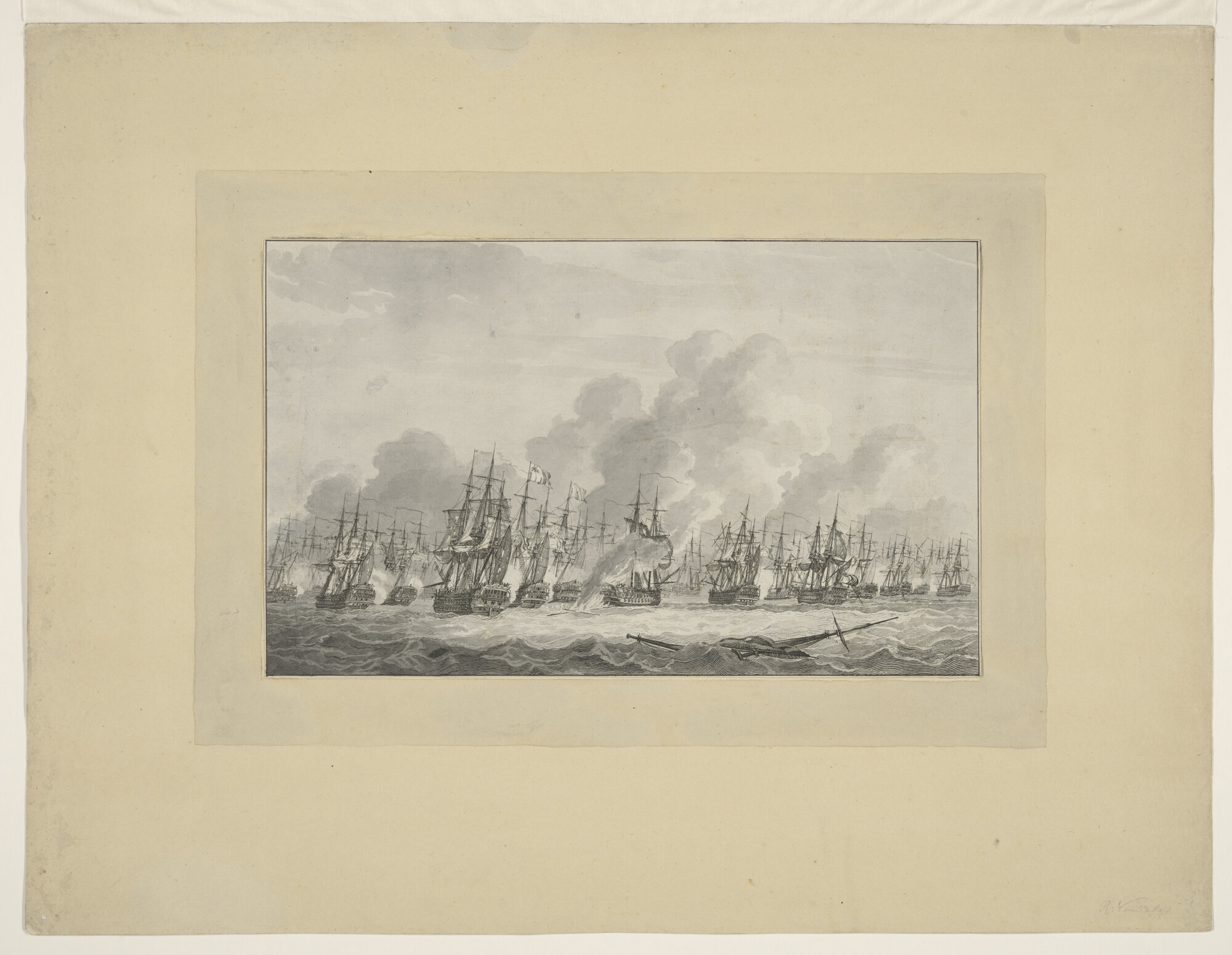 S.0586(b)1; De Zeeslag bij Kamperduin, 1797; tekening