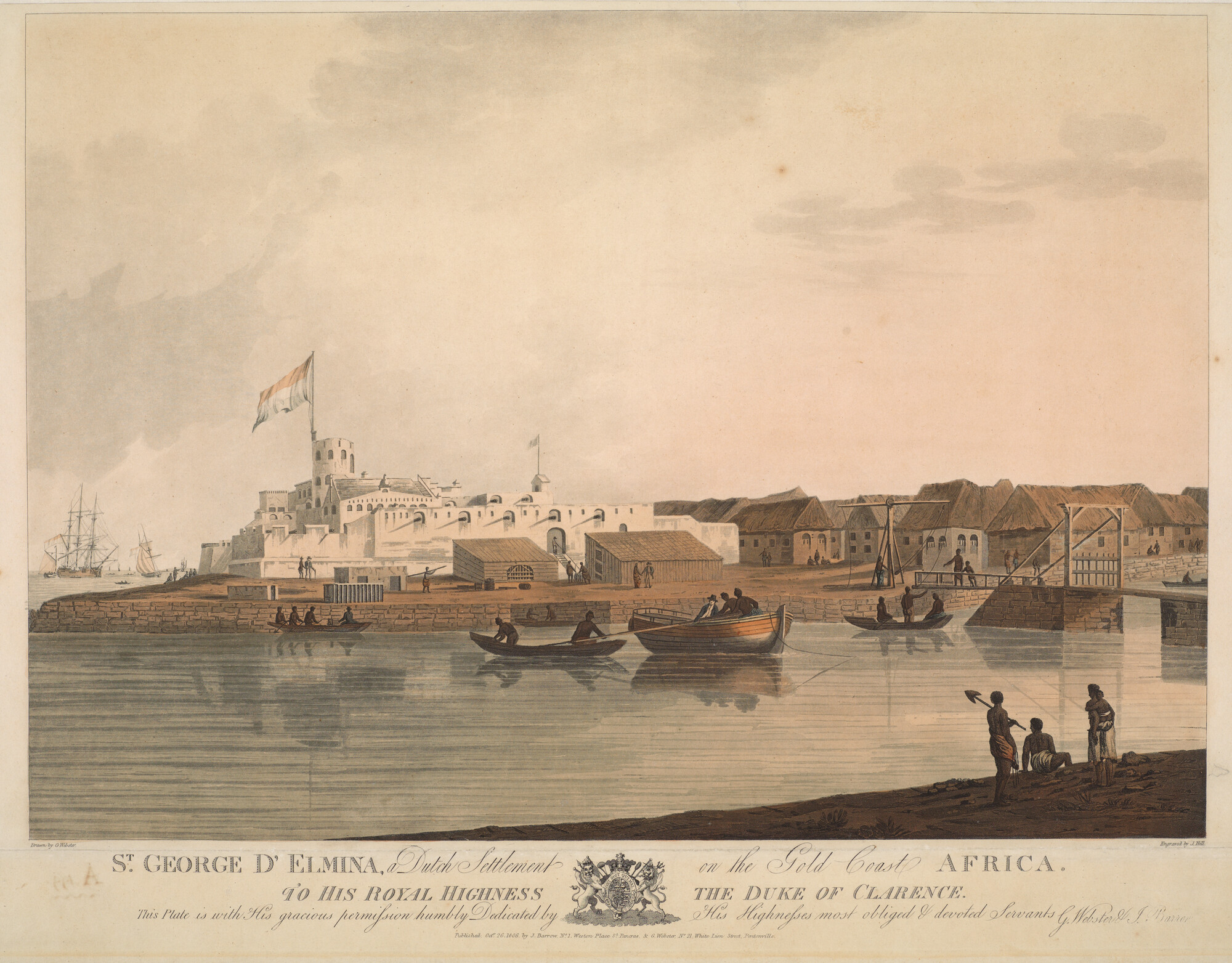 A.0199; De nederzetting Elmina aan de Goudkust; prent