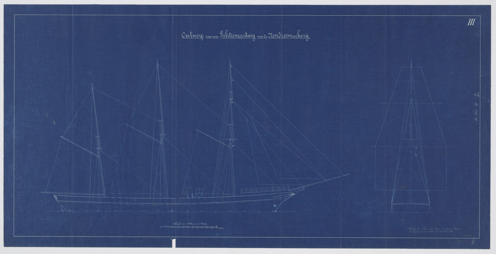 S.2175(4200); Zijaanzicht en dwarsdoorsnede van Hr.Ms. 'Zeehond' [ontwerp]; technische tekening
