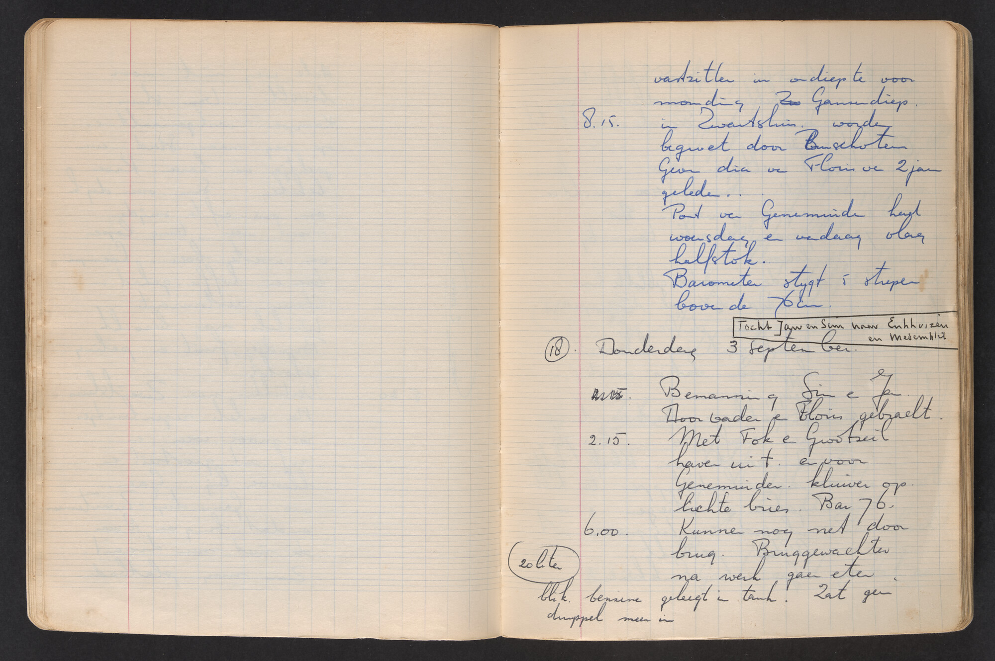 2017.0796; Logboek c.q. fotoalbum van o.a. reizen met zeeschouw Grutto in Nederland, 1963-1965; logboek