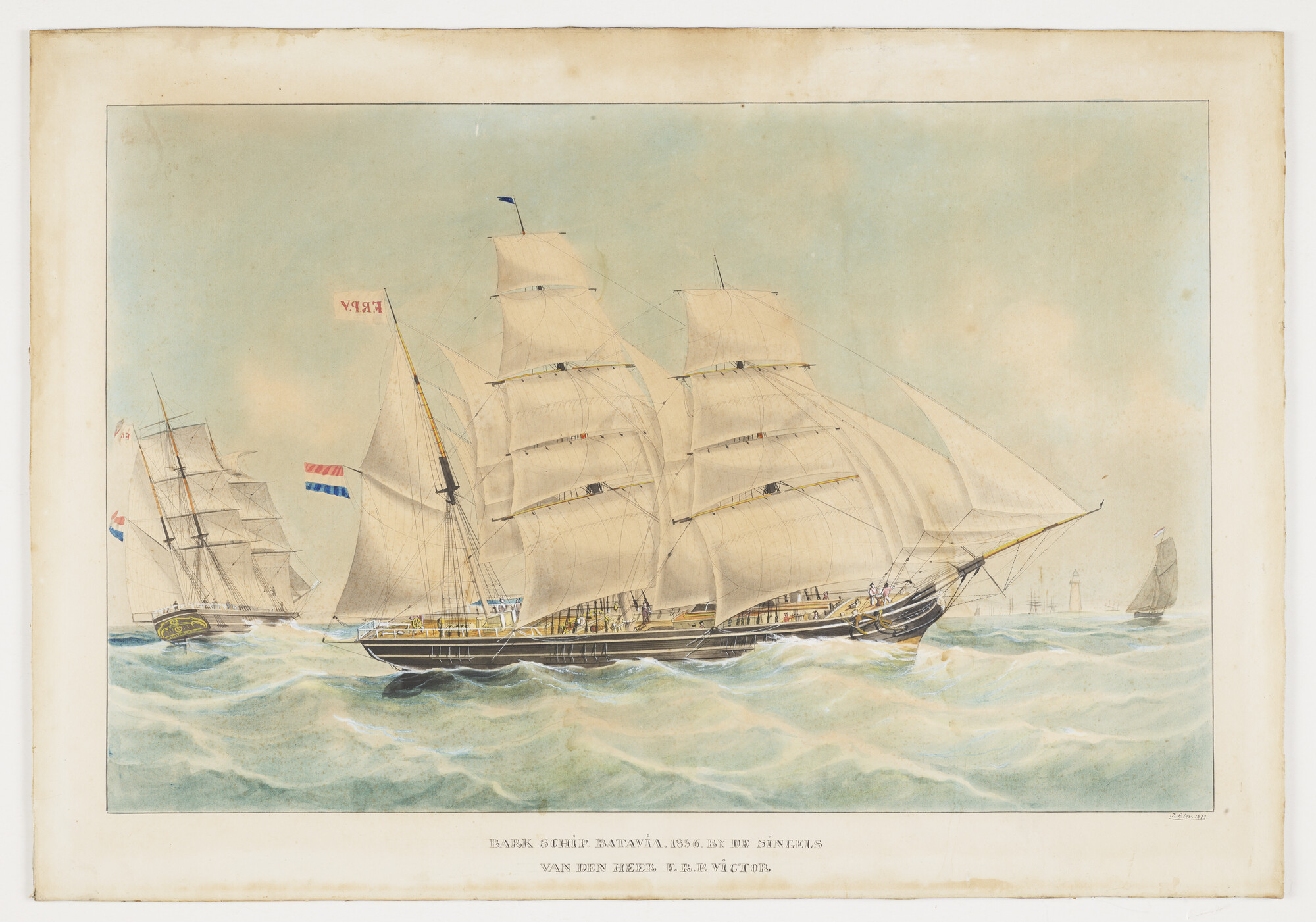 S.2292(01); Het barkschip Batavia; tekening