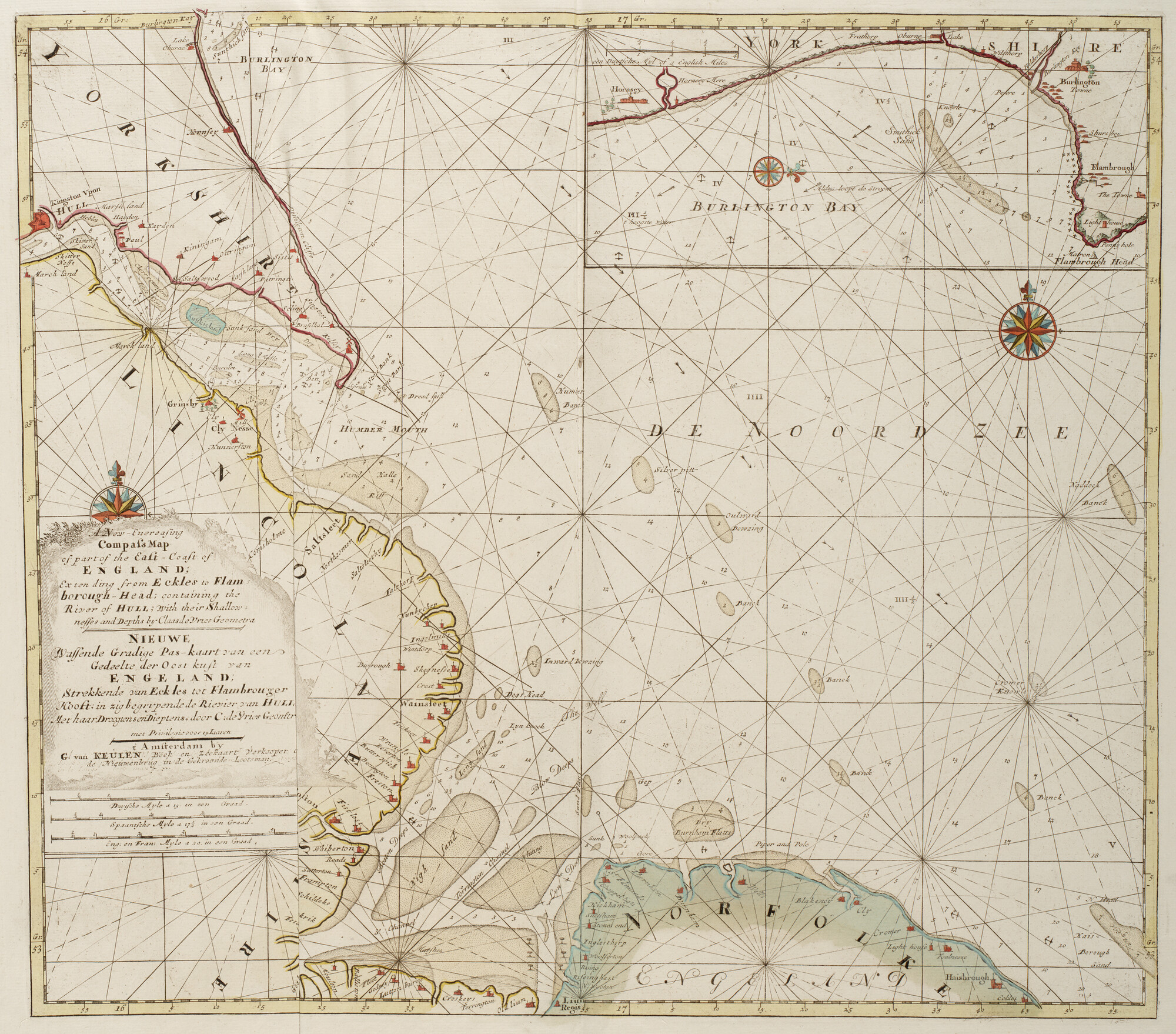 B.0032(109)1 [kaart 094]; Kaart van een deel van de oostkust van Engeland met de monding van de Humber; kaart