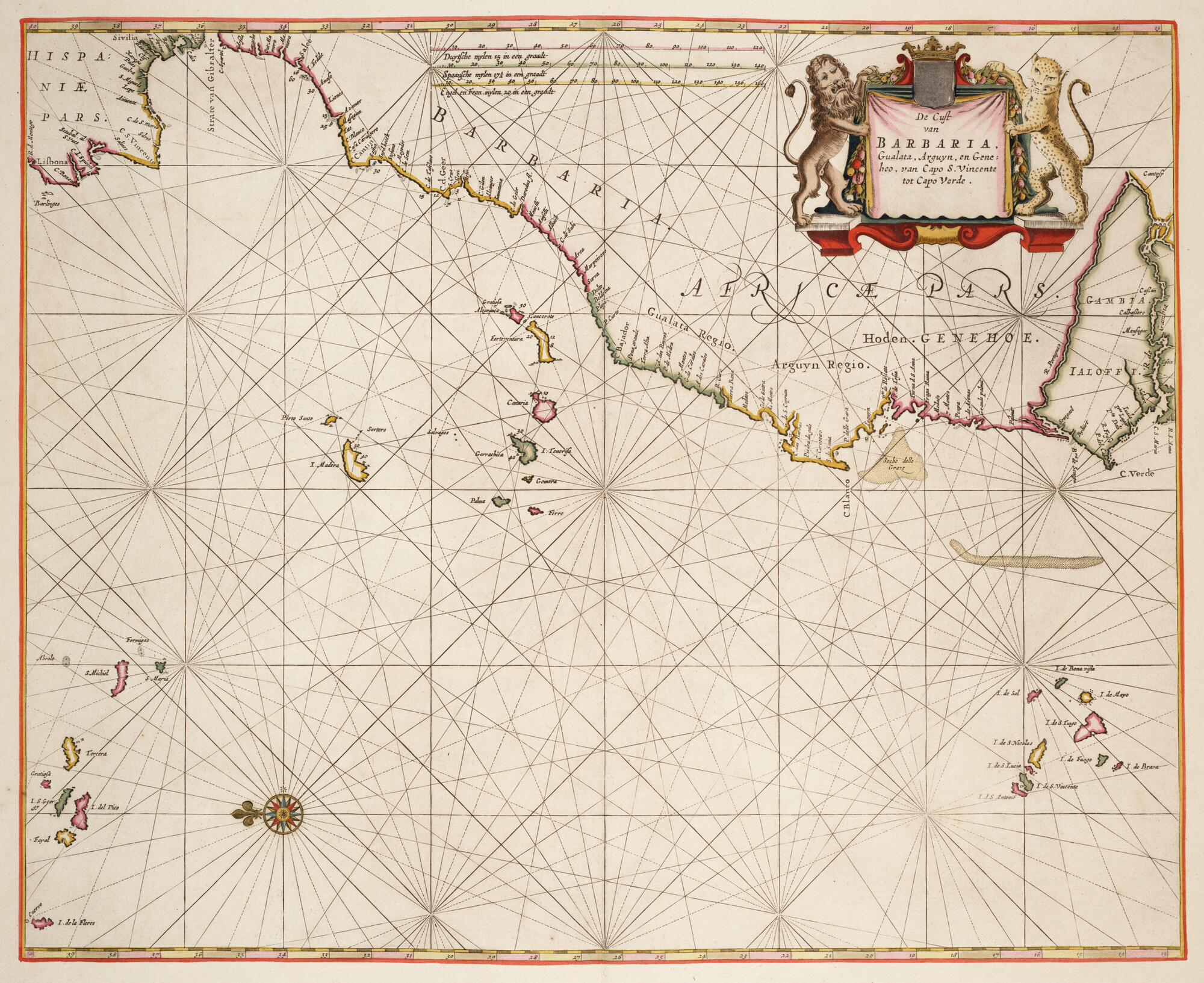 S.1034(17) [kaart 022]; Zeekaart van de westkust van Spanje en Portugal en  noordwestkust van Afrika; zeekaart