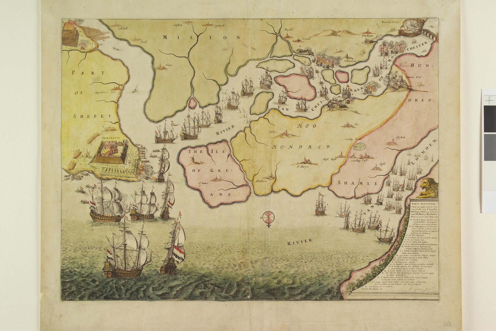 A.2855(12); Kaart van de tocht naar Chatham, juni 1667; prent