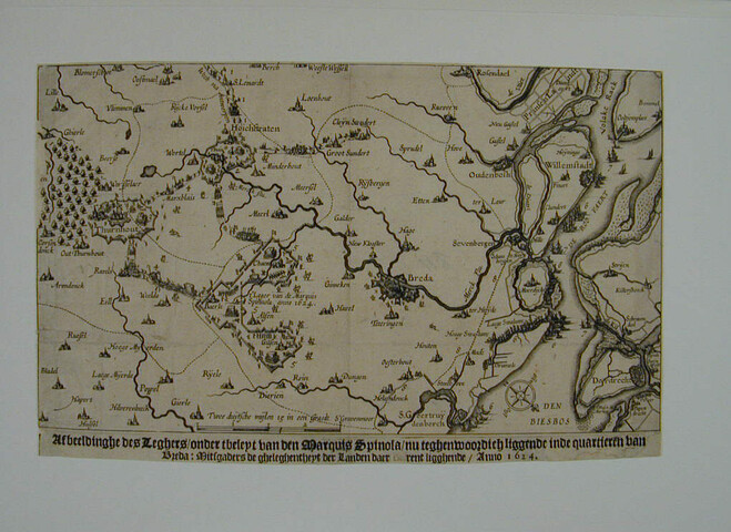 A.0145(027)370; Breda en omliggend gebied, tijdens de belegering door Spinola, 1625; prent