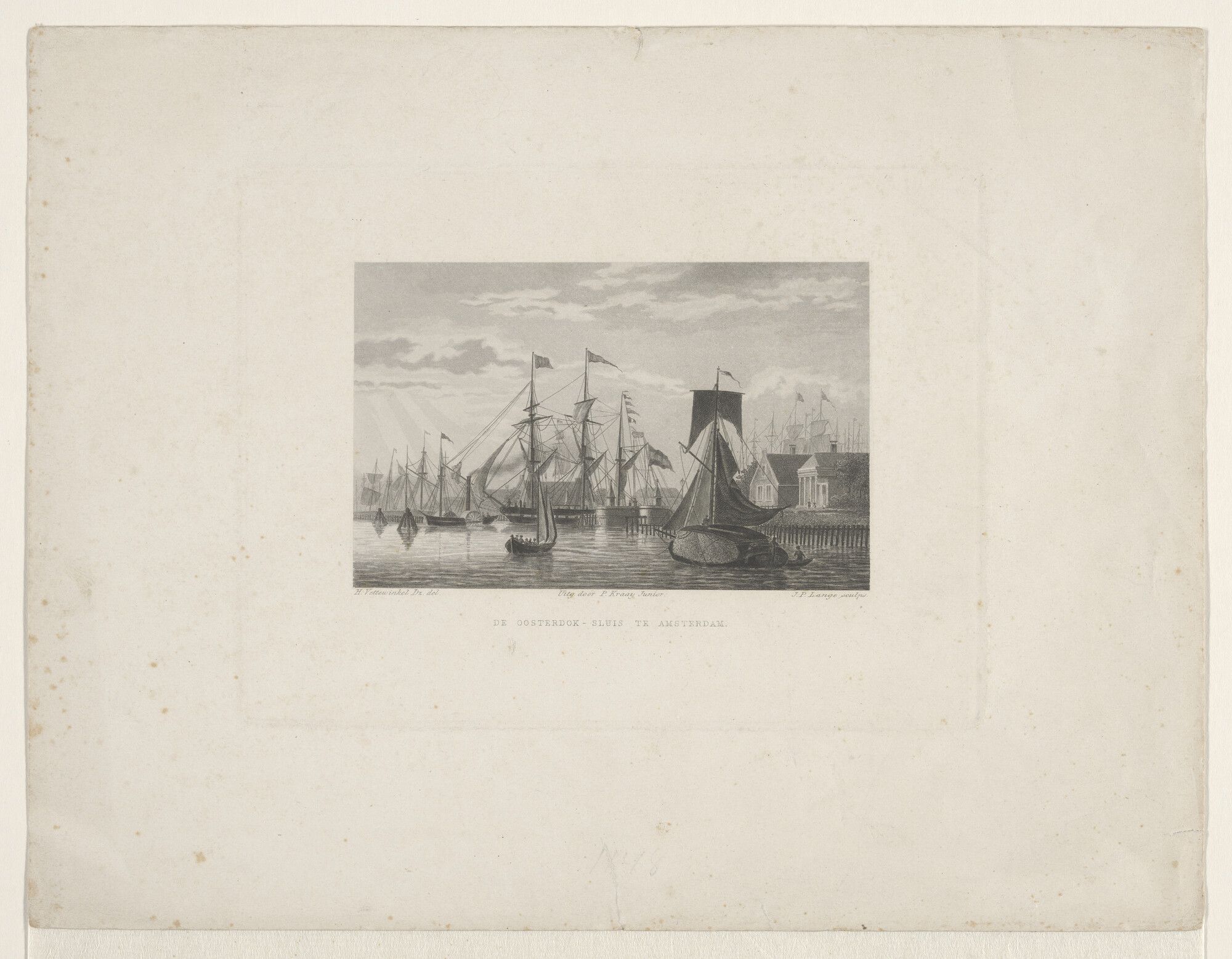 S.1892(02)17; Gezicht op de Oosterdoksluis te Amsterdam; prent